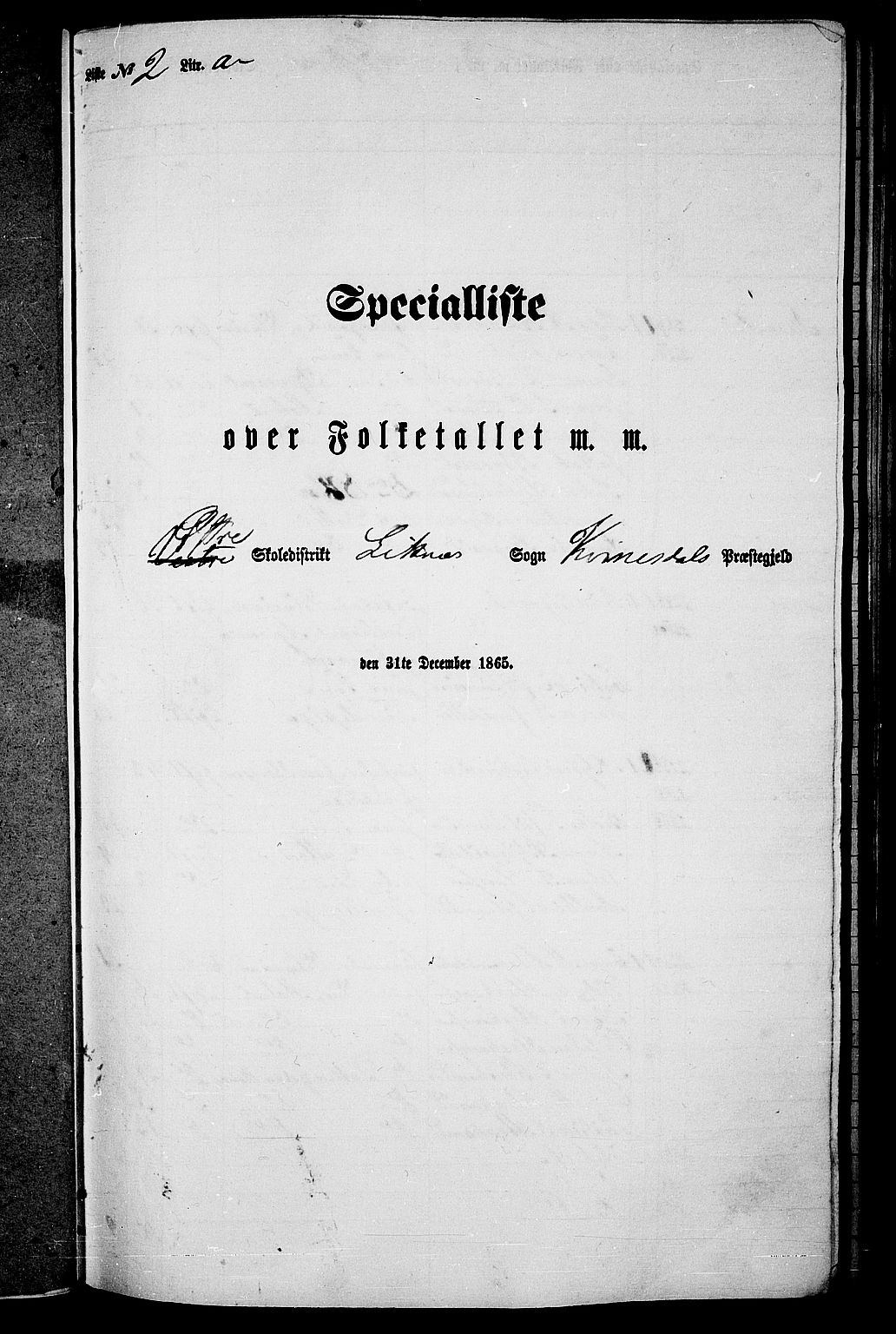 RA, Folketelling 1865 for 1037P Kvinesdal prestegjeld, 1865, s. 56