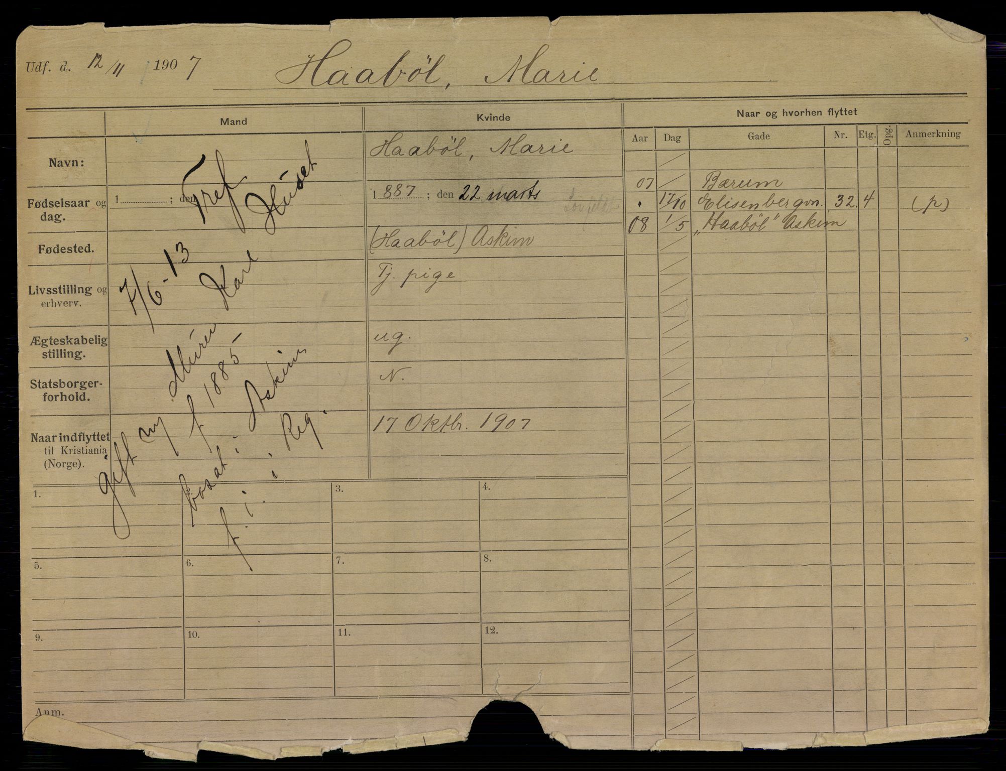 Oslo folkeregister, Registerkort, SAO/A-11715/K/Kb/L0017: H - L, 1913