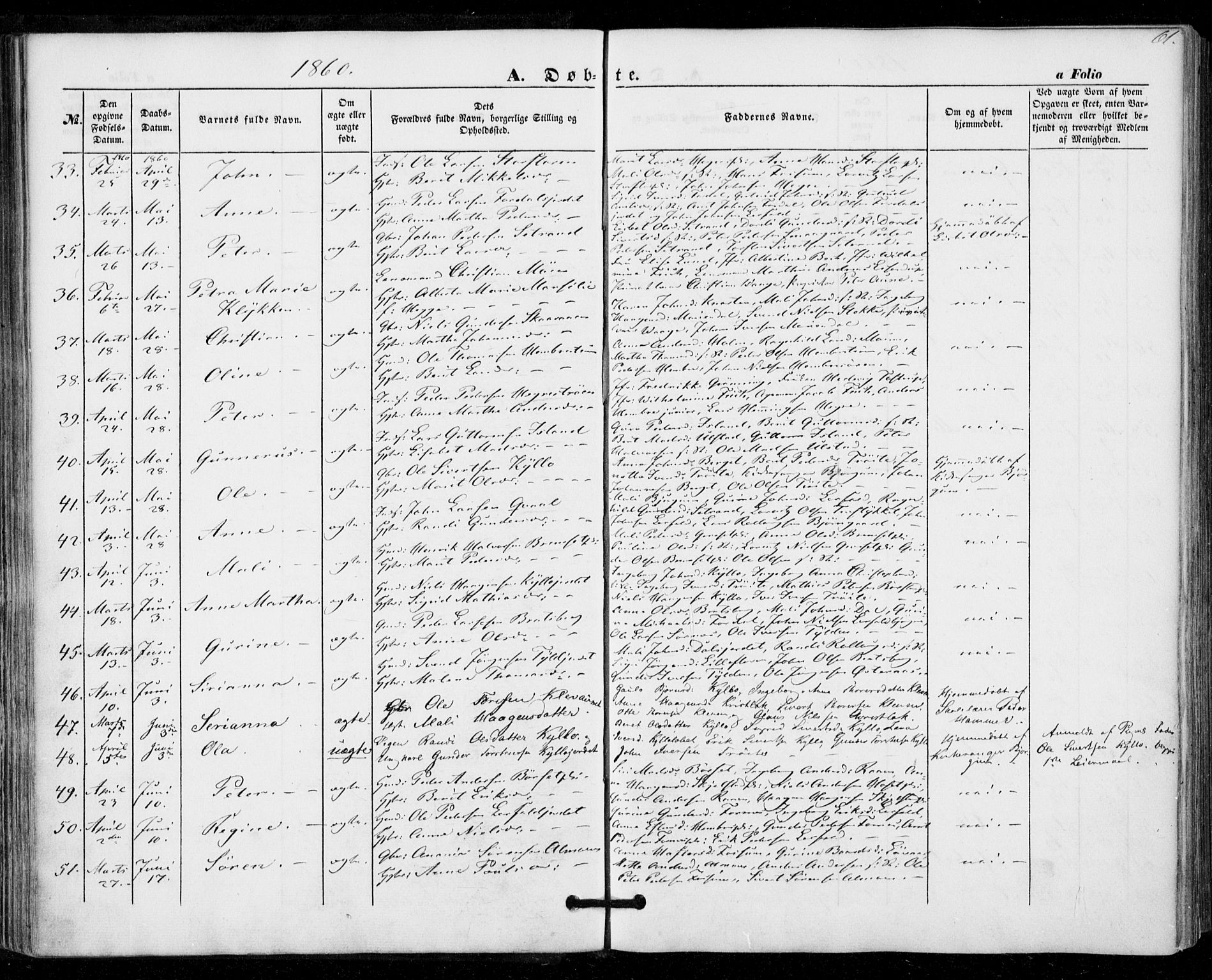 Ministerialprotokoller, klokkerbøker og fødselsregistre - Nord-Trøndelag, SAT/A-1458/703/L0028: Ministerialbok nr. 703A01, 1850-1862, s. 61