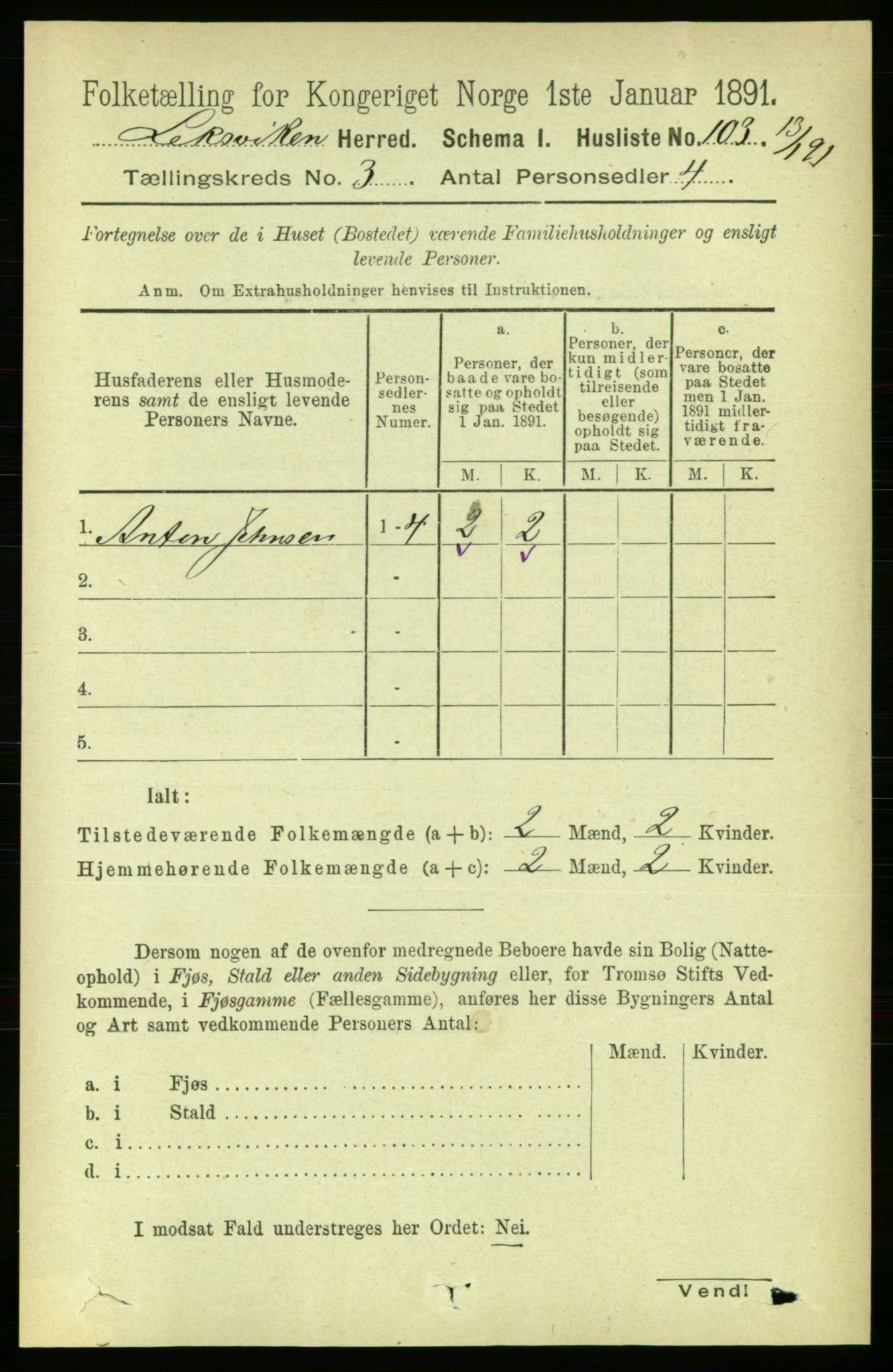 RA, Folketelling 1891 for 1718 Leksvik herred, 1891, s. 1194