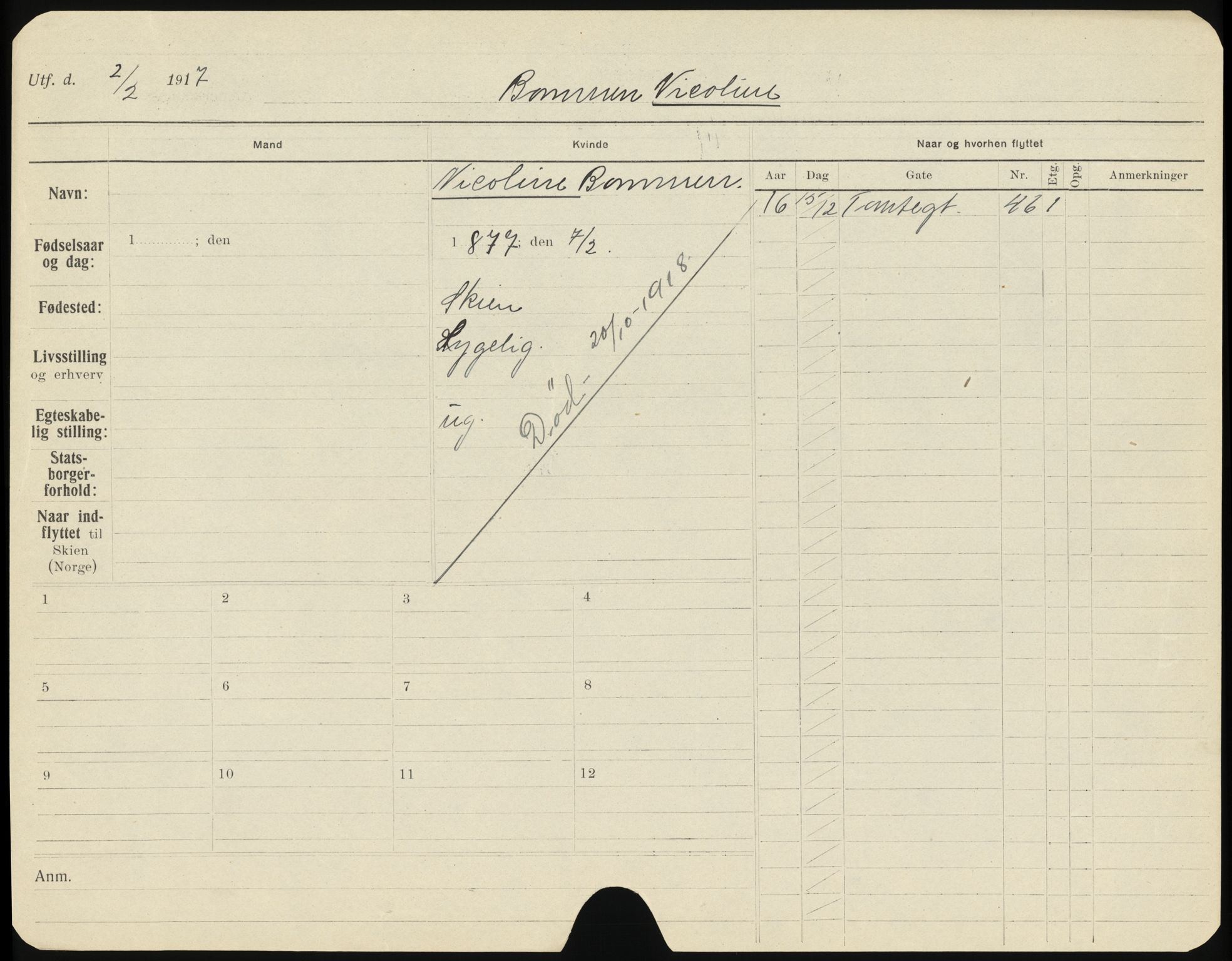 Skien folkeregister, SAKO/A-425/H/Ha/L0001: Døde, 1916-1929, s. 147