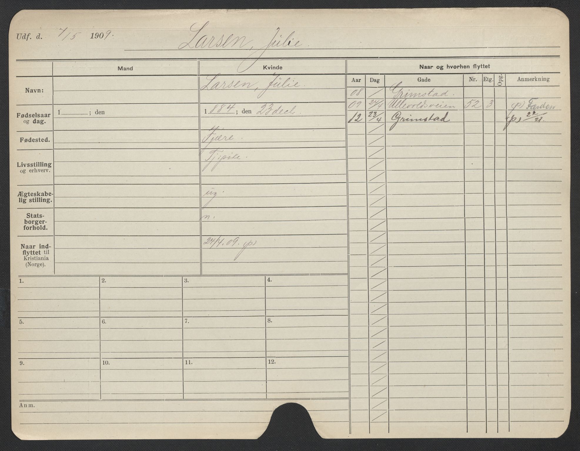 Oslo folkeregister, Registerkort, AV/SAO-A-11715/F/Fa/Fac/L0019: Kvinner, 1906-1914, s. 978a