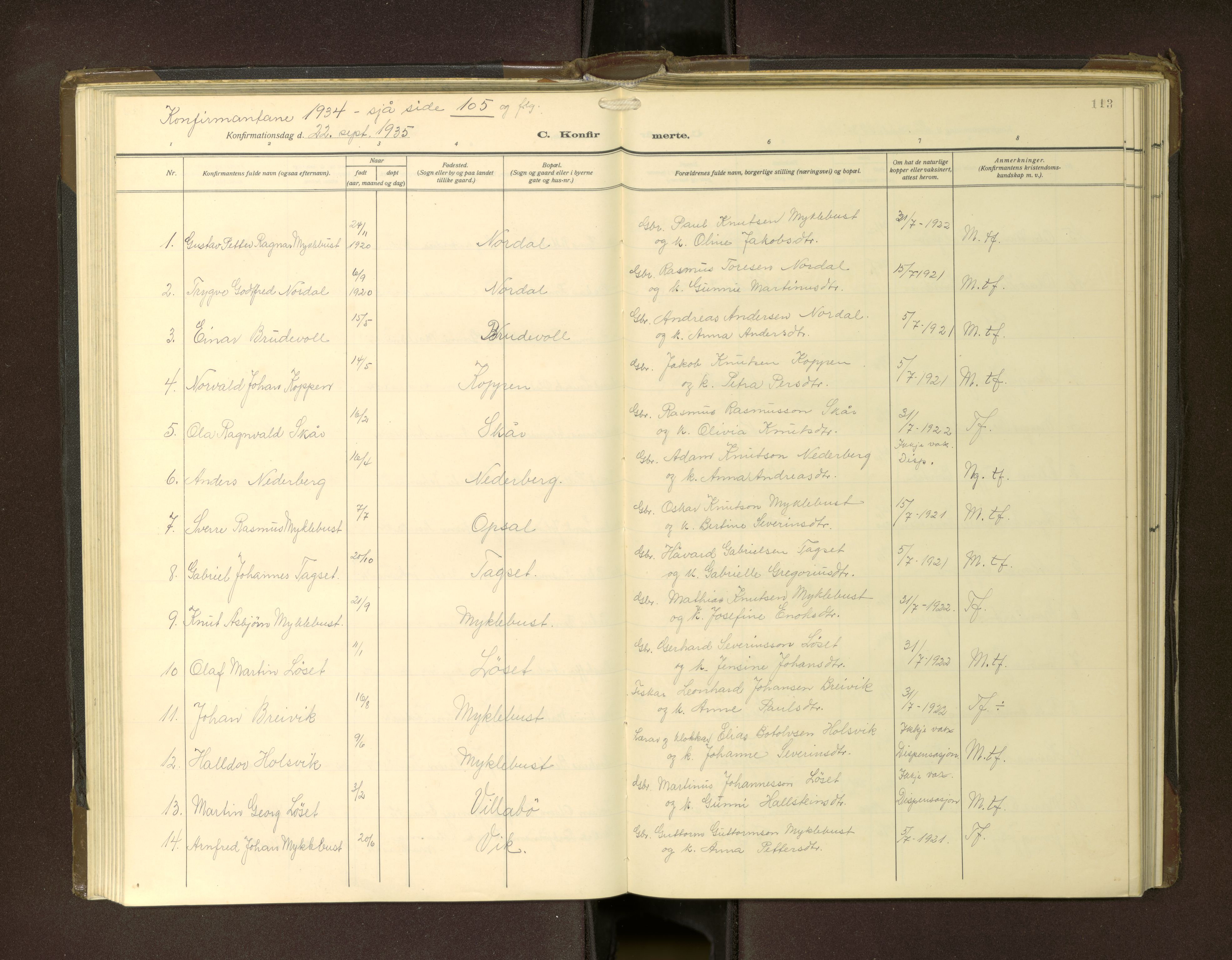 Ministerialprotokoller, klokkerbøker og fødselsregistre - Møre og Romsdal, SAT/A-1454/502/L0029: Klokkerbok nr. 502---, 1932-1968, s. 113