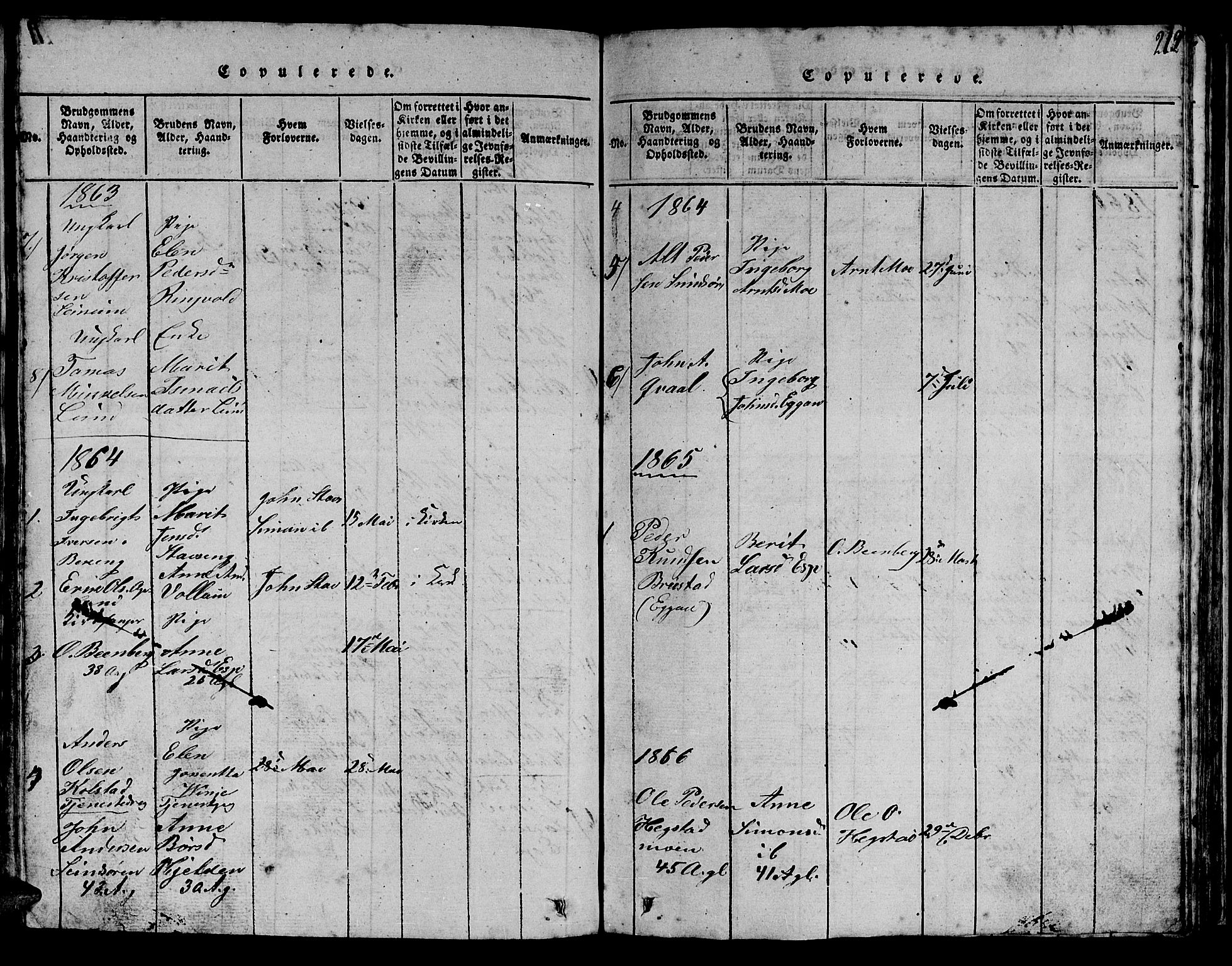 Ministerialprotokoller, klokkerbøker og fødselsregistre - Sør-Trøndelag, AV/SAT-A-1456/613/L0393: Klokkerbok nr. 613C01, 1816-1886, s. 212