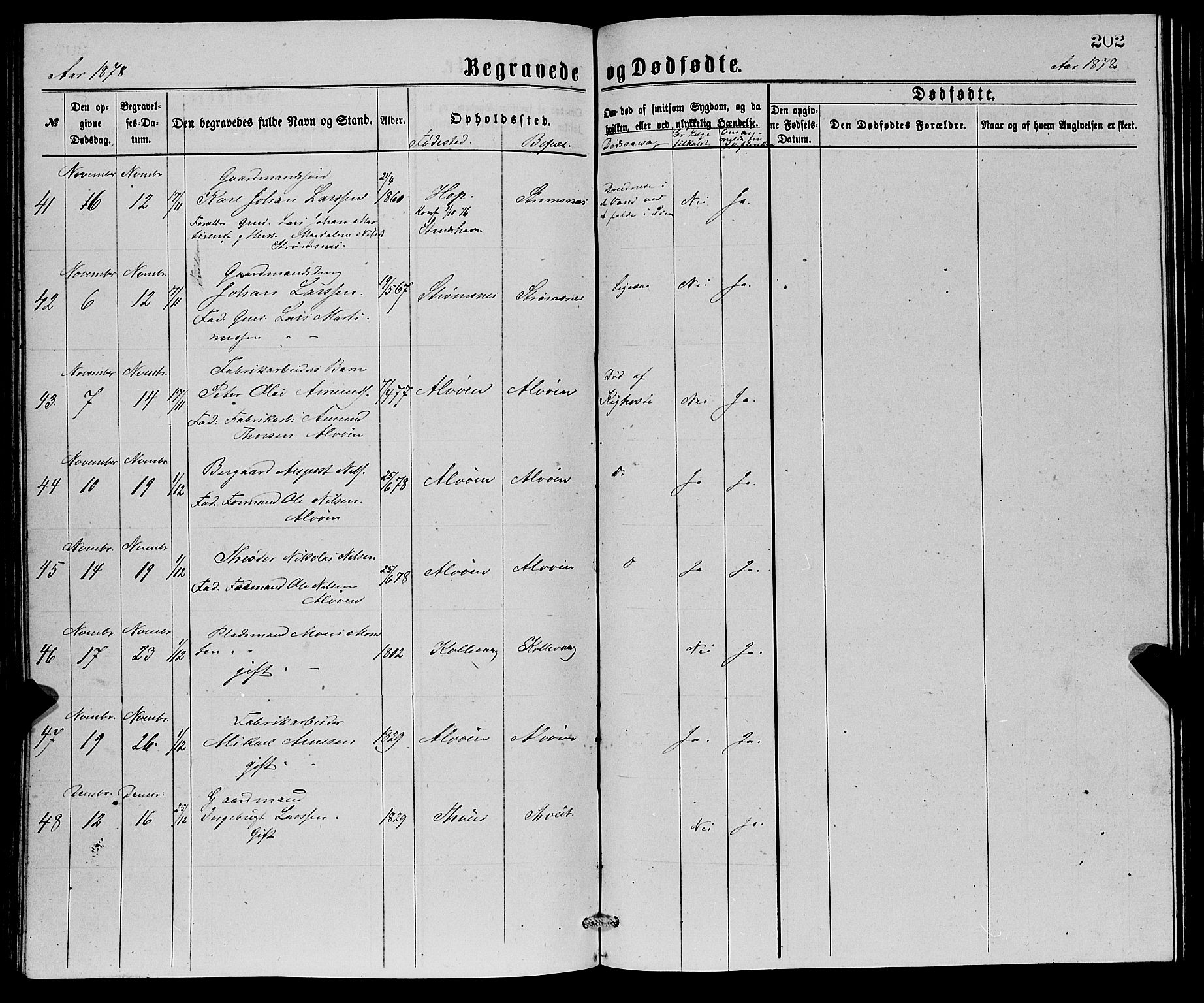 Askøy Sokneprestembete, AV/SAB-A-74101/H/Ha/Hab/Haba/L0007: Klokkerbok nr. A 7, 1871-1881, s. 202