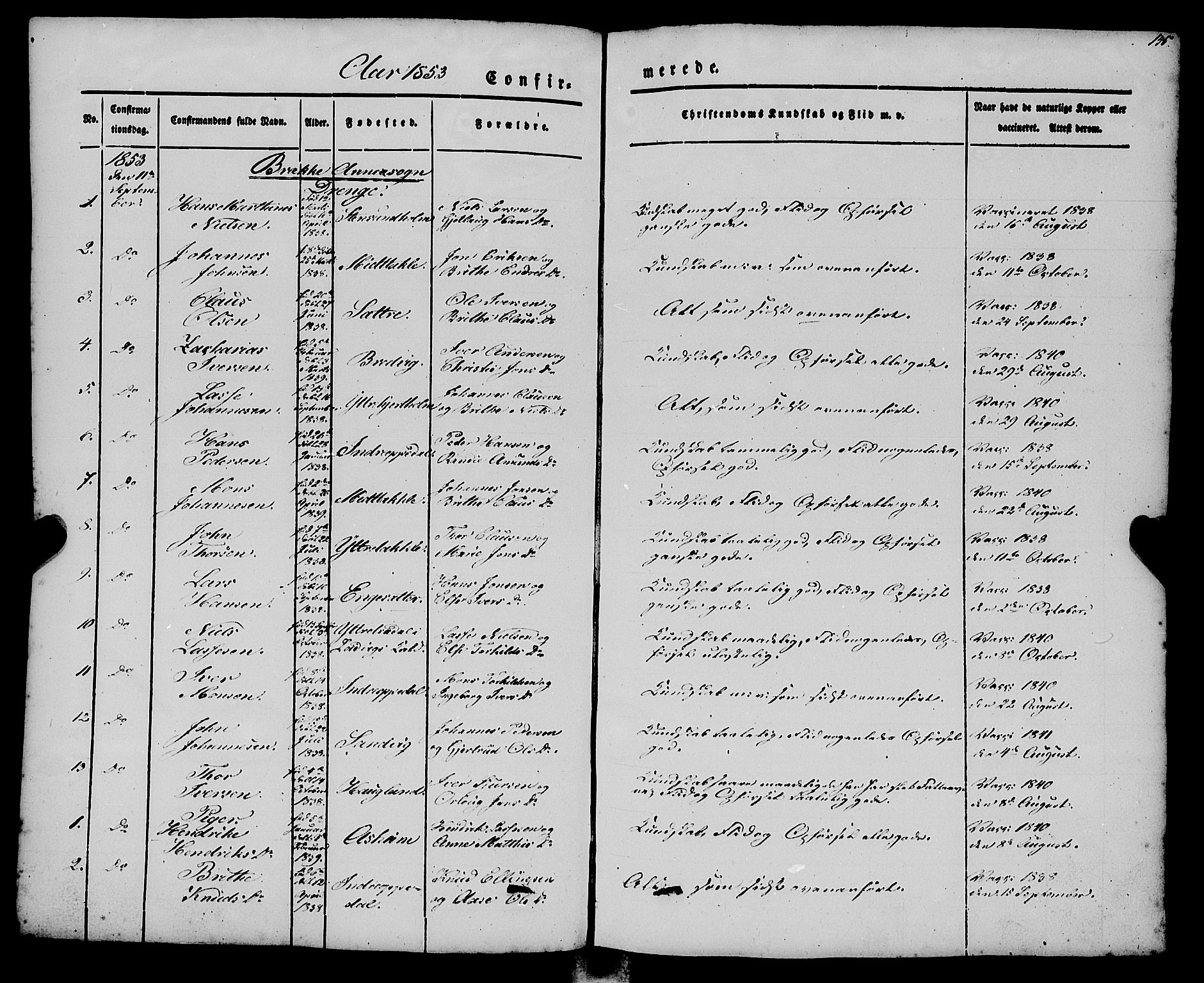 Gulen sokneprestembete, AV/SAB-A-80201/H/Haa/Haaa/L0021: Ministerialbok nr. A 21, 1848-1858, s. 155