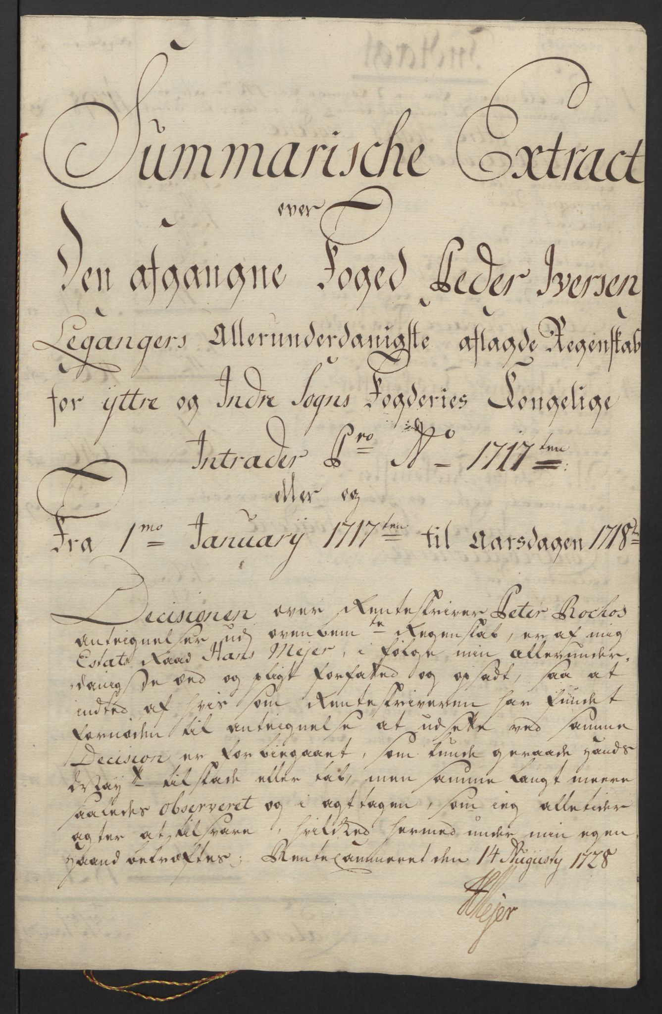 Rentekammeret inntil 1814, Reviderte regnskaper, Fogderegnskap, RA/EA-4092/R52/L3321: Fogderegnskap Sogn, 1717-1718, s. 19