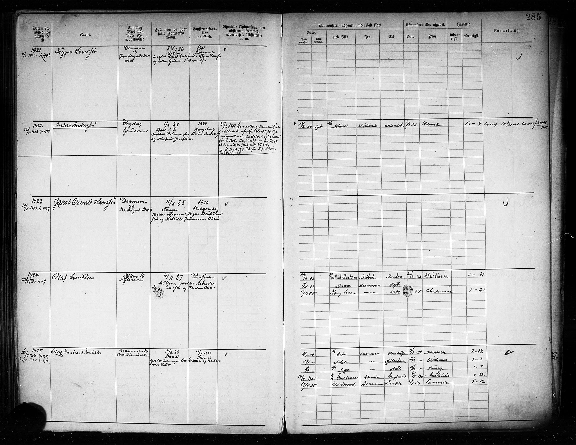 Drammen innrulleringsdistrikt, AV/SAKO-A-781/F/Fb/L0005: Annotasjonsrulle, 1894-1905, s. 288