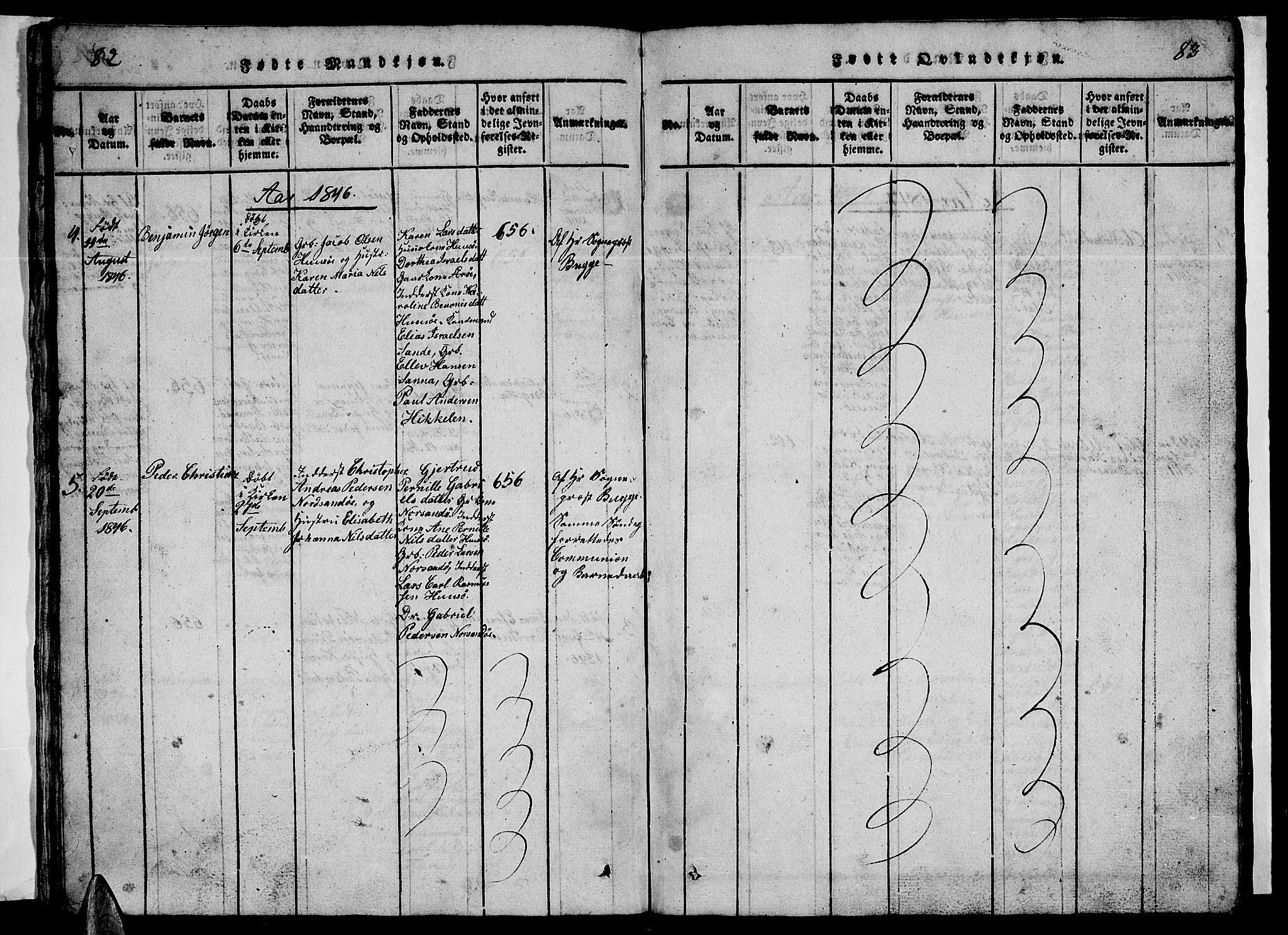 Ministerialprotokoller, klokkerbøker og fødselsregistre - Nordland, SAT/A-1459/840/L0581: Klokkerbok nr. 840C01, 1820-1873, s. 82-83