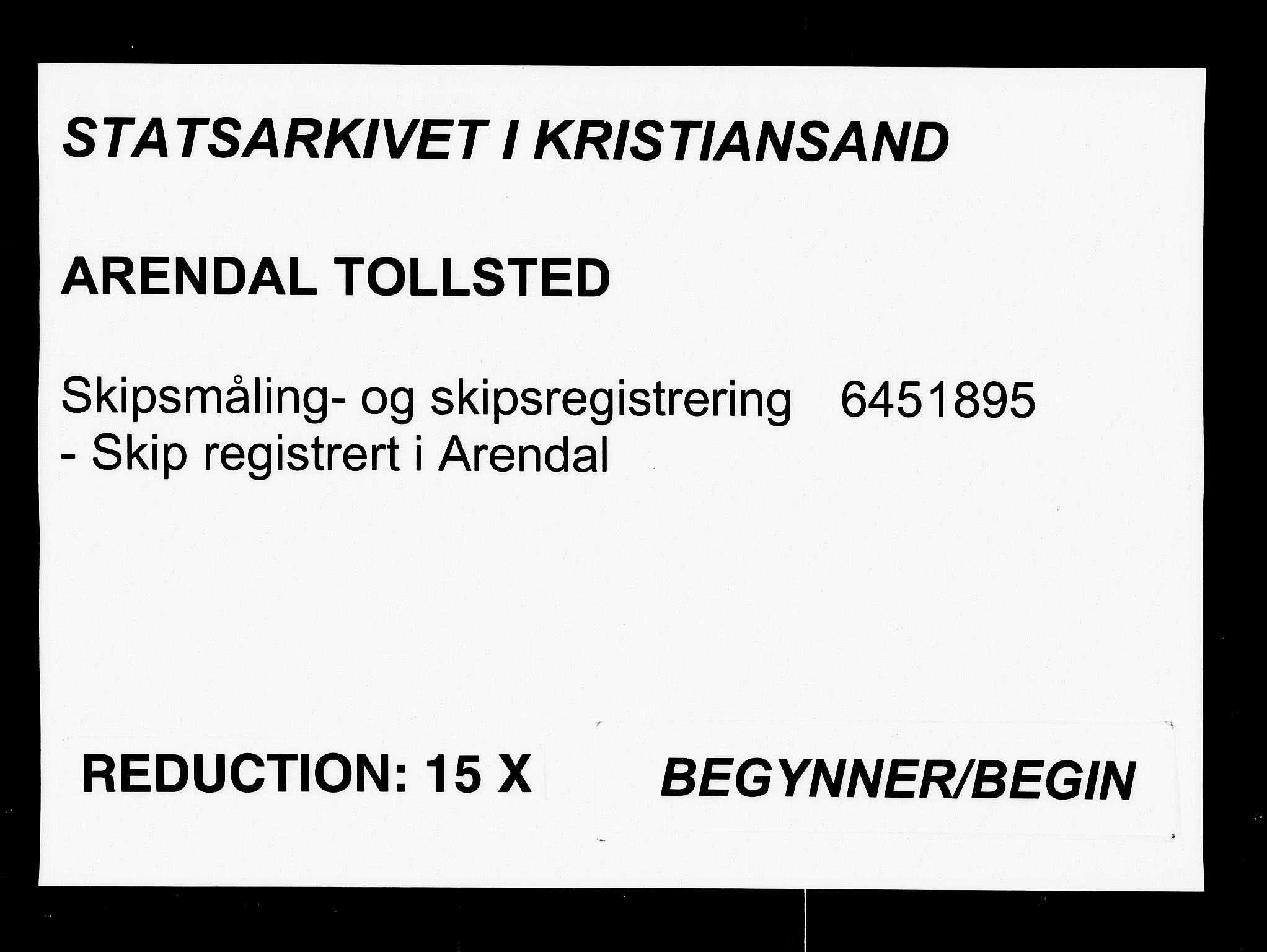 Arendal tollsted, SAK/1351-0003/H/Ha/L0645: Skip registrert i Arendal, 1895, s. 1