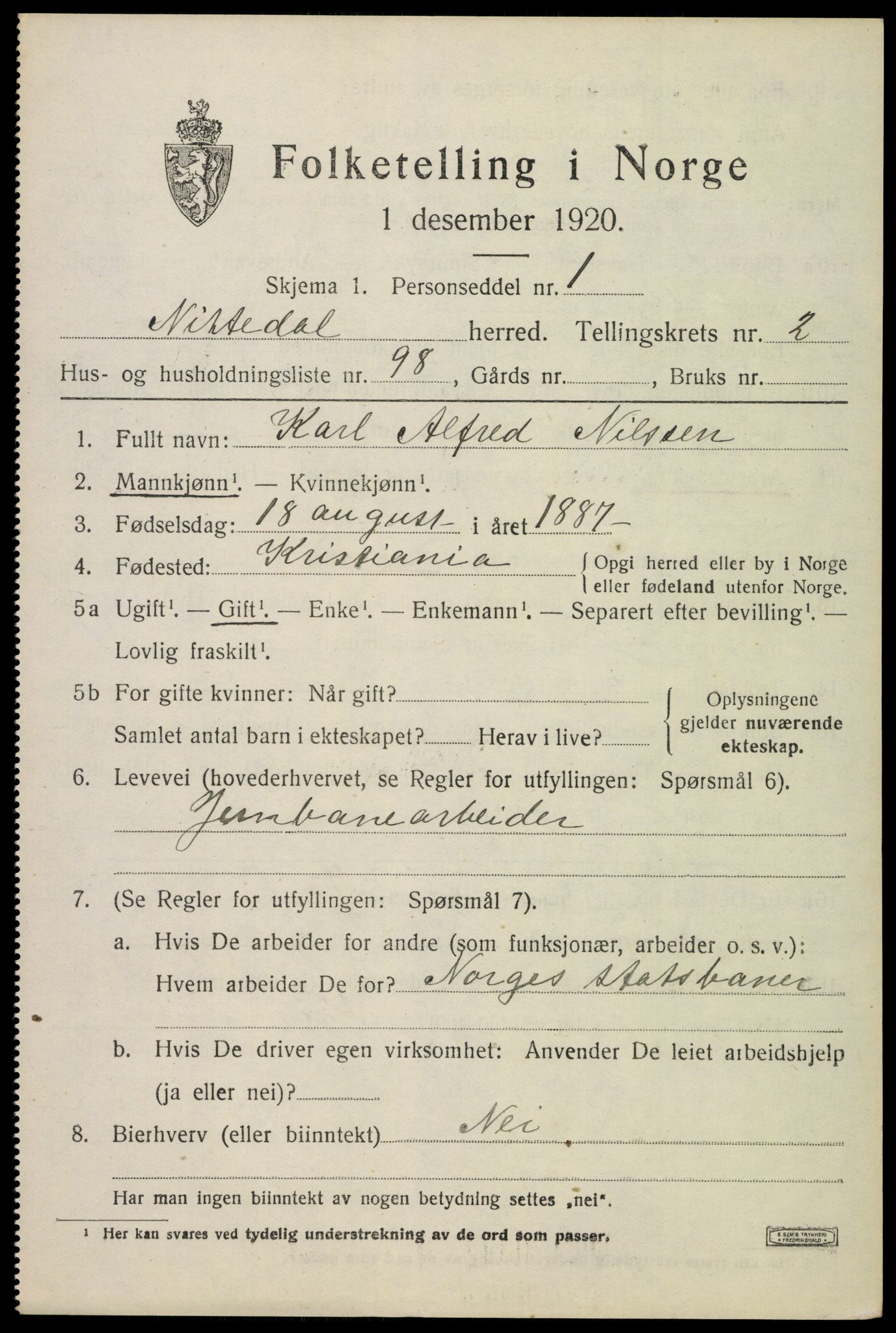 SAO, Folketelling 1920 for 0233 Nittedal herred, 1920, s. 2874