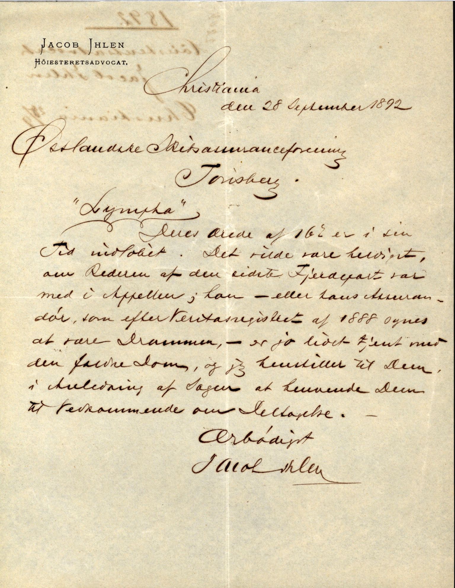 Pa 63 - Østlandske skibsassuranceforening, VEMU/A-1079/G/Ga/L0022/0001: Havaridokumenter / Columbus, Dagny av Holmestrand, Venus, Lymphia, Dione, 1888, s. 39