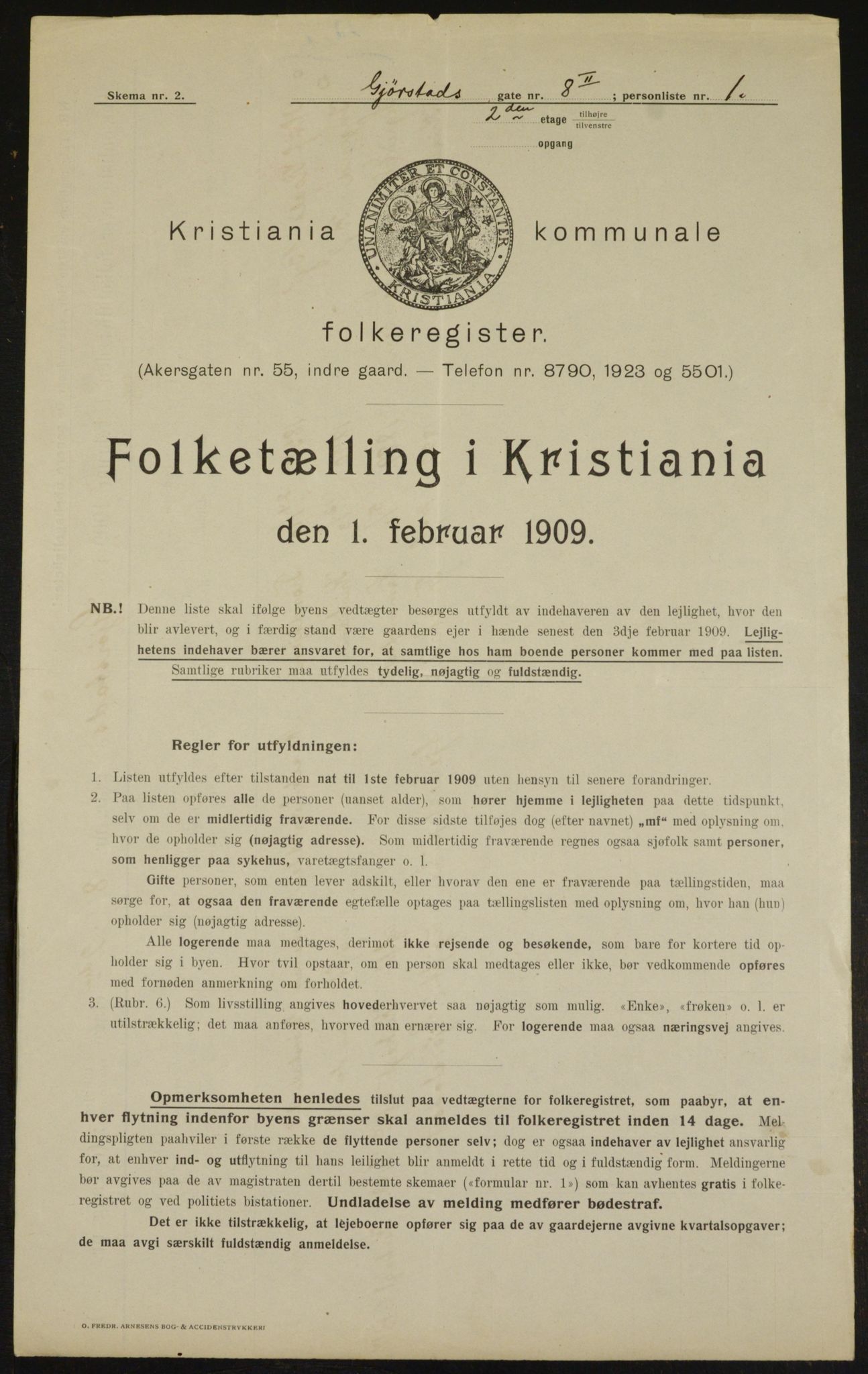 OBA, Kommunal folketelling 1.2.1909 for Kristiania kjøpstad, 1909, s. 26629