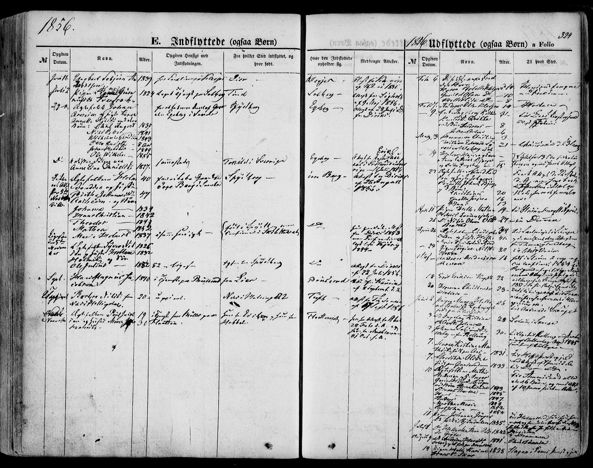 Sande Kirkebøker, AV/SAKO-A-53/F/Fa/L0004: Ministerialbok nr. 4, 1847-1864, s. 324