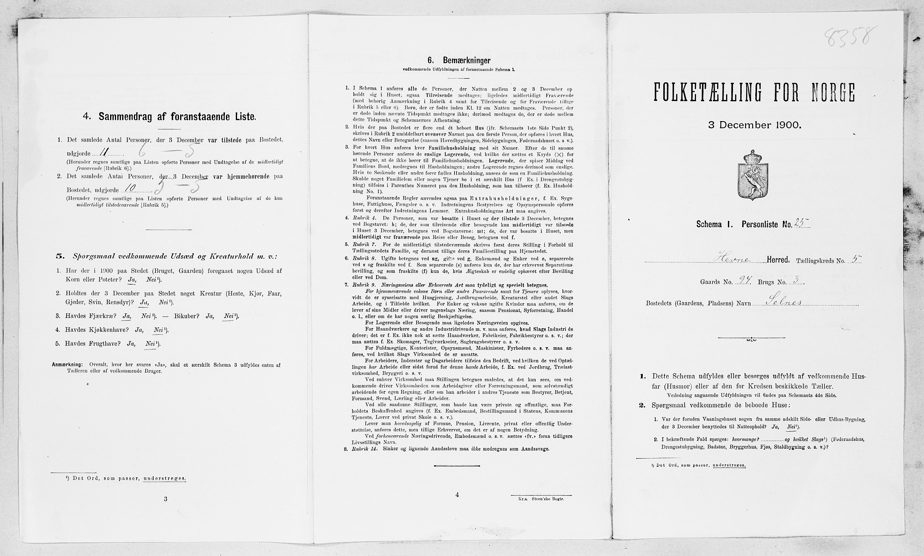 SAT, Folketelling 1900 for 1612 Hemne herred, 1900, s. 539