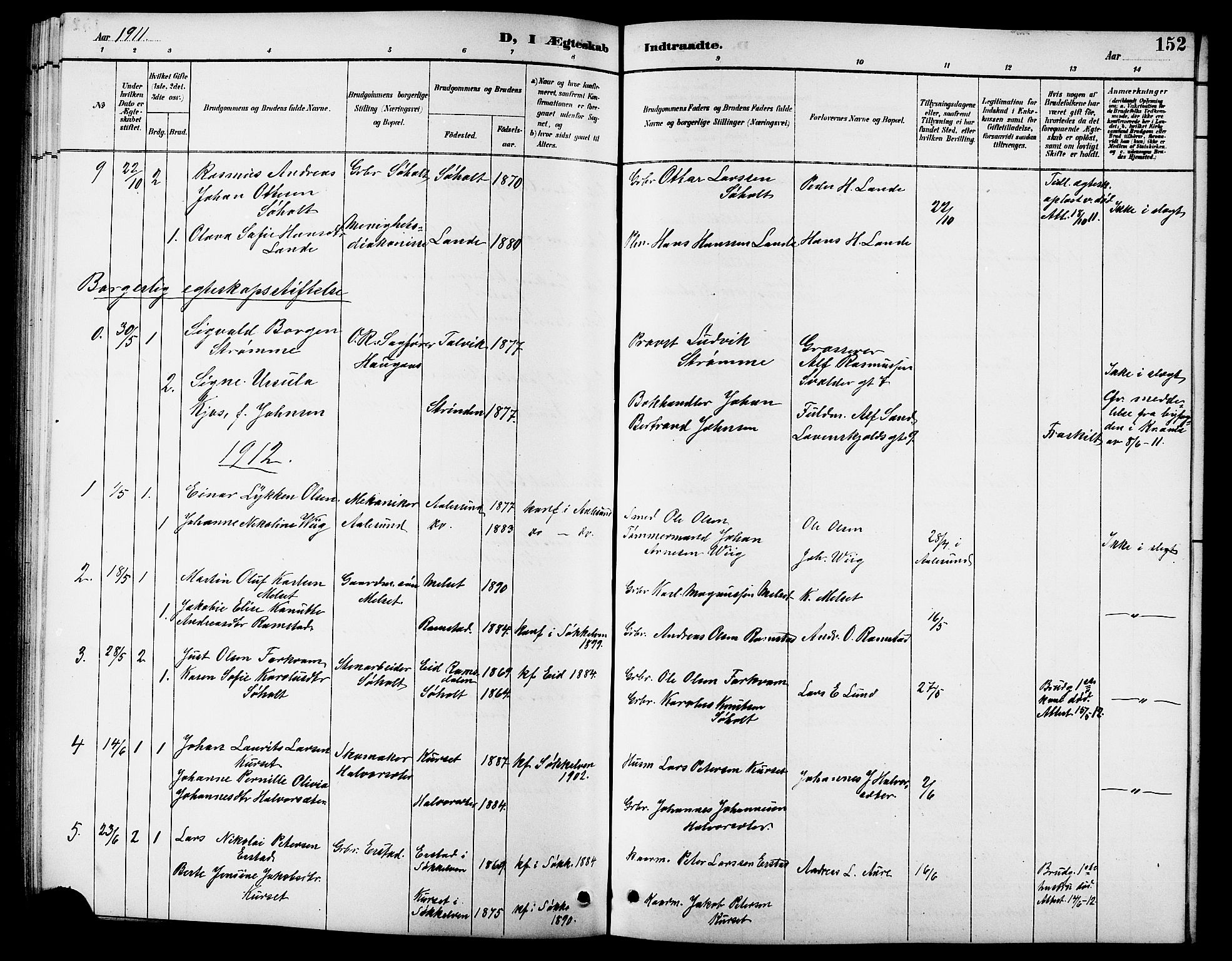 Ministerialprotokoller, klokkerbøker og fødselsregistre - Møre og Romsdal, SAT/A-1454/522/L0327: Klokkerbok nr. 522C06, 1890-1915, s. 152