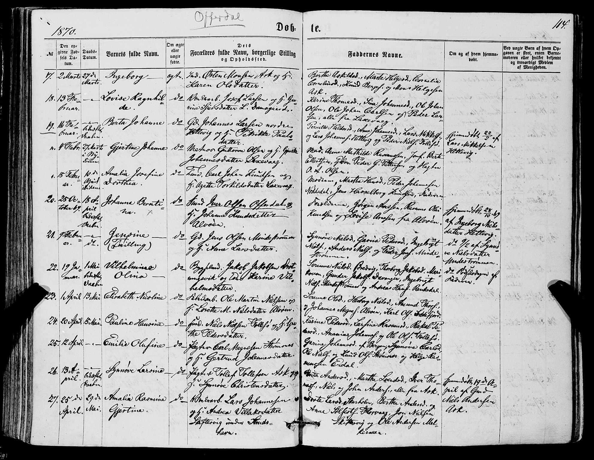 Askøy Sokneprestembete, AV/SAB-A-74101/H/Ha/Haa/Haaa/L0009: Ministerialbok nr. A 9, 1863-1877, s. 114