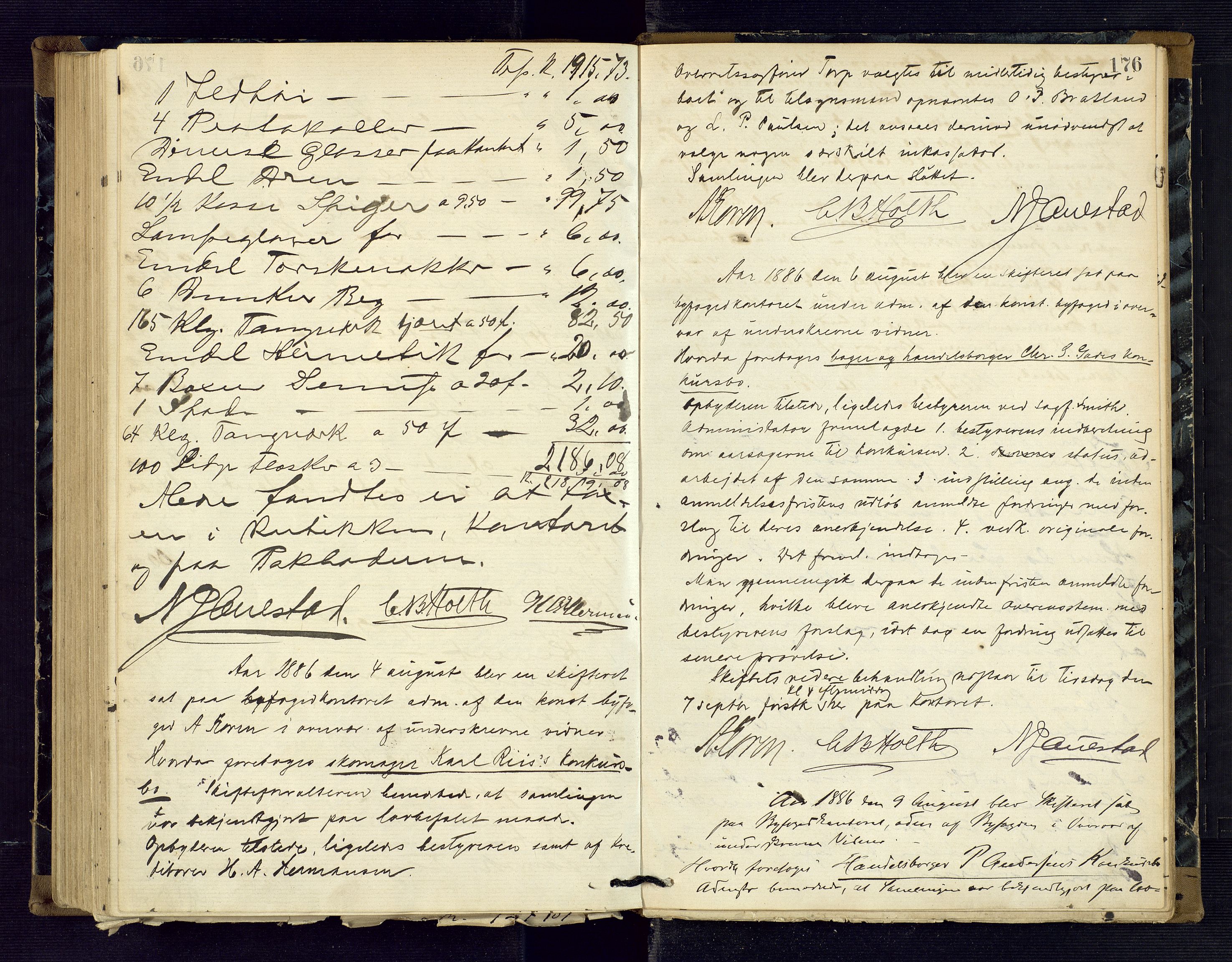 Risør byfogd, AV/SAK-1222-0005/H/Hc/L0004: Skifteprotokoll nr. 3B, 1882-1886, s. 176