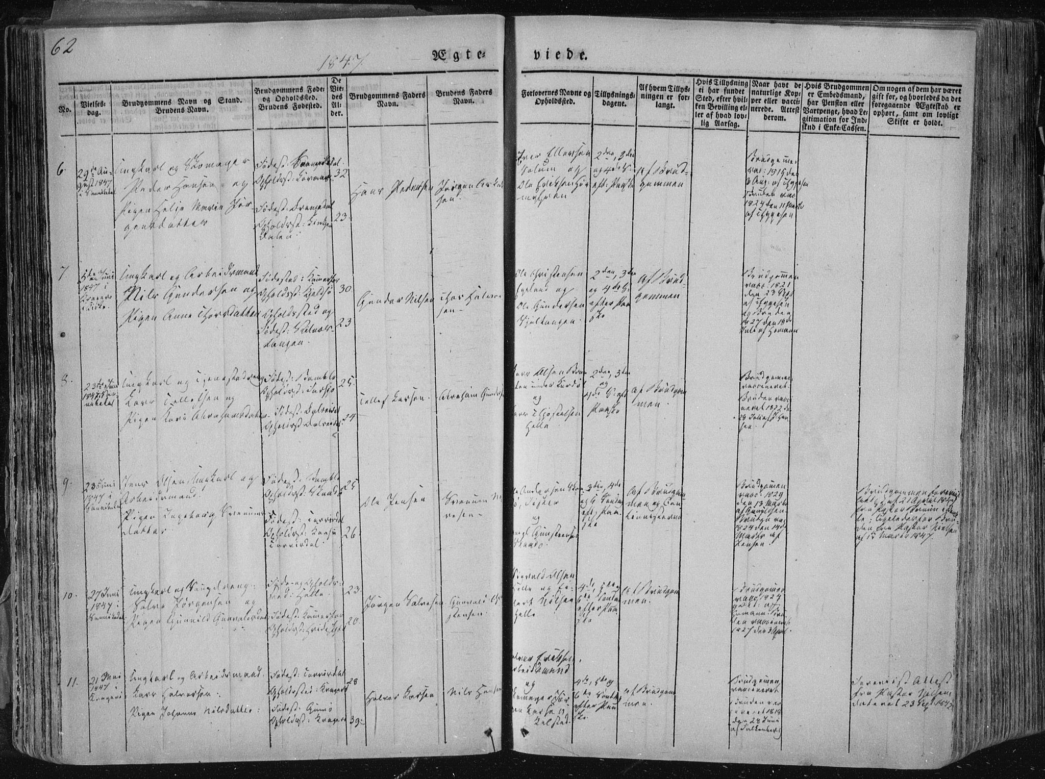 Sannidal kirkebøker, AV/SAKO-A-296/F/Fa/L0007: Ministerialbok nr. 7, 1831-1854, s. 62