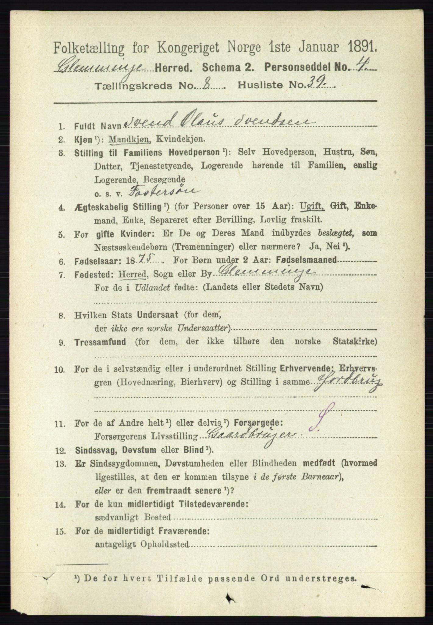 RA, Folketelling 1891 for 0132 Glemmen herred, 1891, s. 9536