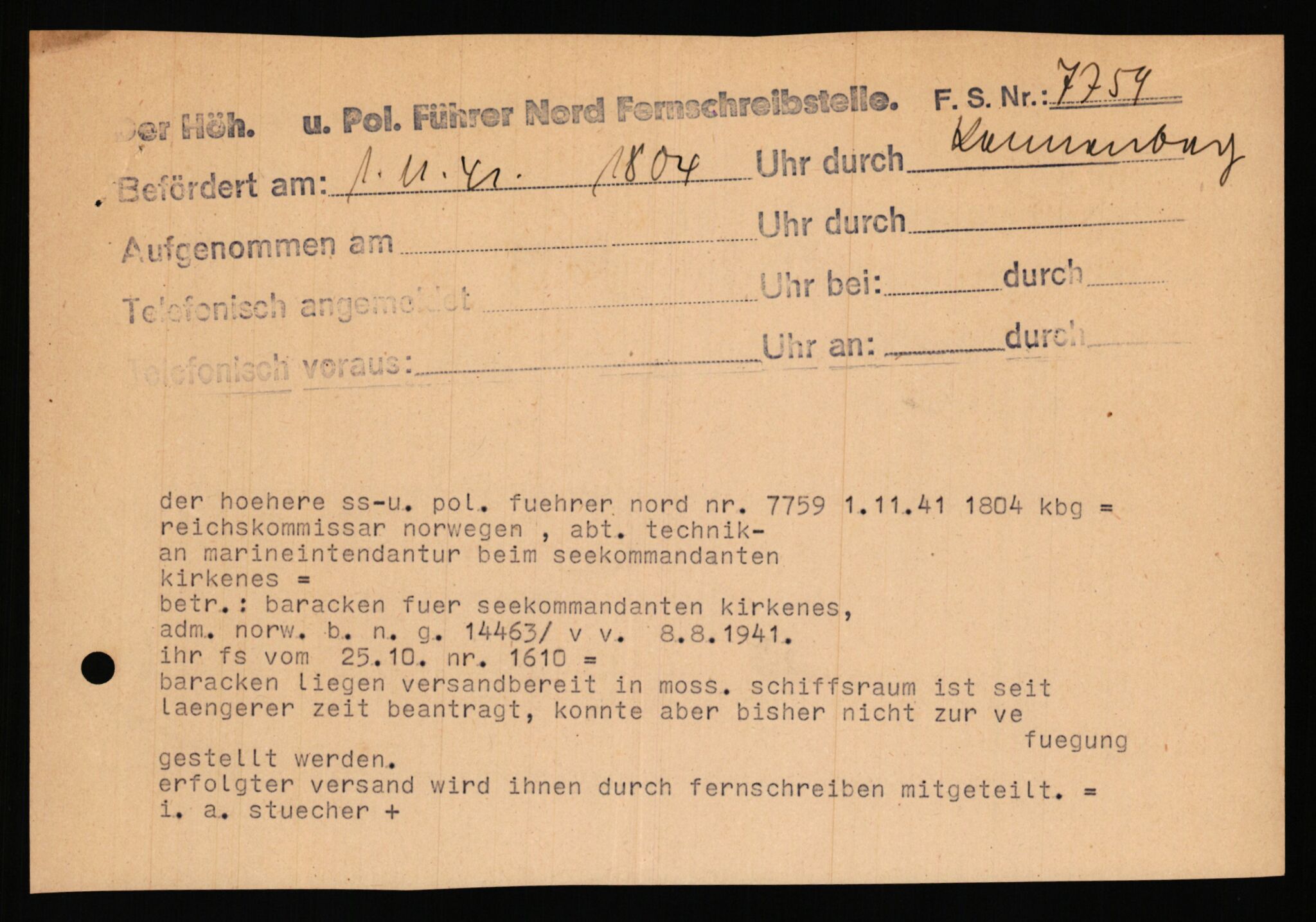 Tyske arkiver, Organisation Todt (OT), Einsatzgruppe Wiking, AV/RA-RAFA-2188/2/B/Bb/L0006: Korrespondanse med Kriegsmarine, 1940-1941, s. 736