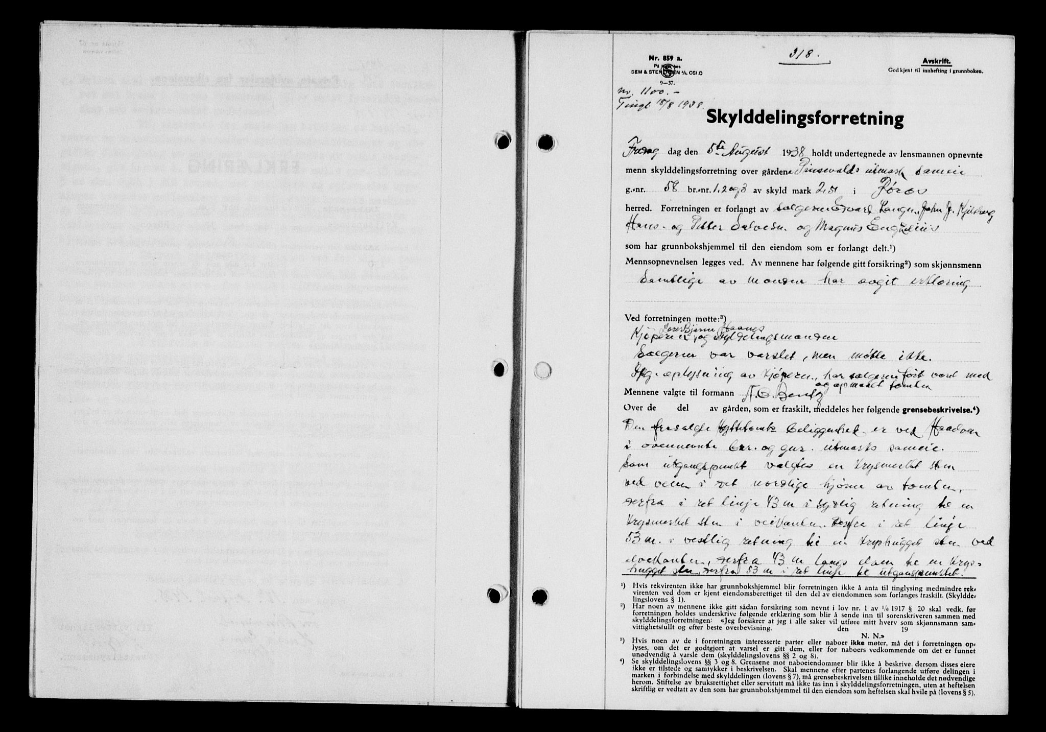 Gauldal sorenskriveri, SAT/A-0014/1/2/2C/L0049: Pantebok nr. 53, 1938-1938, Dagboknr: 1100/1938