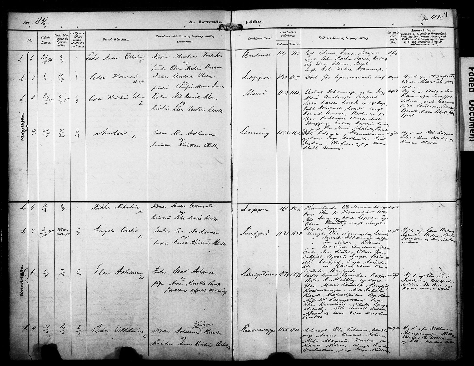 Loppa sokneprestkontor, AV/SATØ-S-1339/H/Ha/L0009kirke: Ministerialbok nr. 9, 1895-1909, s. 9