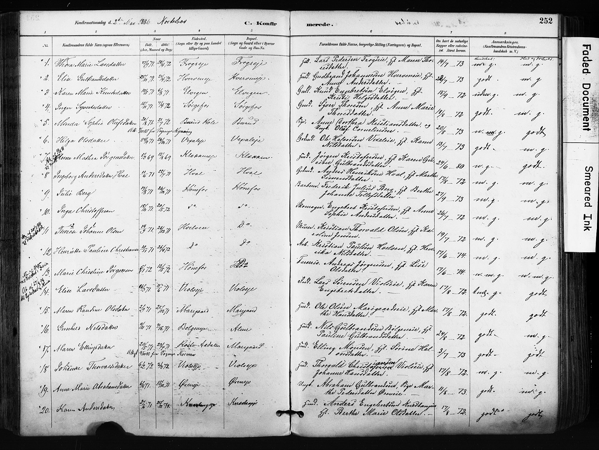 Norderhov kirkebøker, AV/SAKO-A-237/F/Fa/L0016: Ministerialbok nr. 16, 1885-1902, s. 252