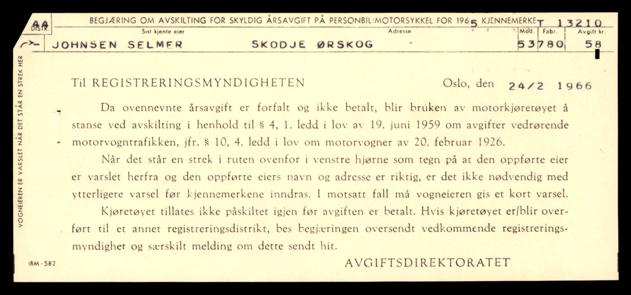 Møre og Romsdal vegkontor - Ålesund trafikkstasjon, AV/SAT-A-4099/F/Fe/L0038: Registreringskort for kjøretøy T 13180 - T 13360, 1927-1998, s. 487