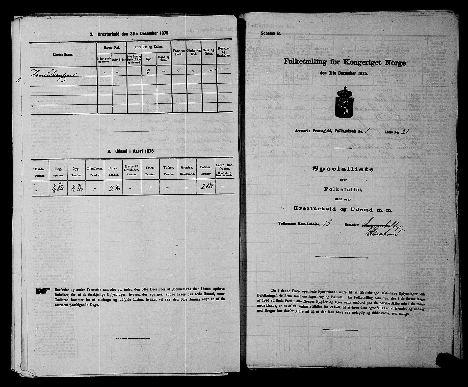 RA, Folketelling 1875 for 0118P Aremark prestegjeld, 1875, s. 185