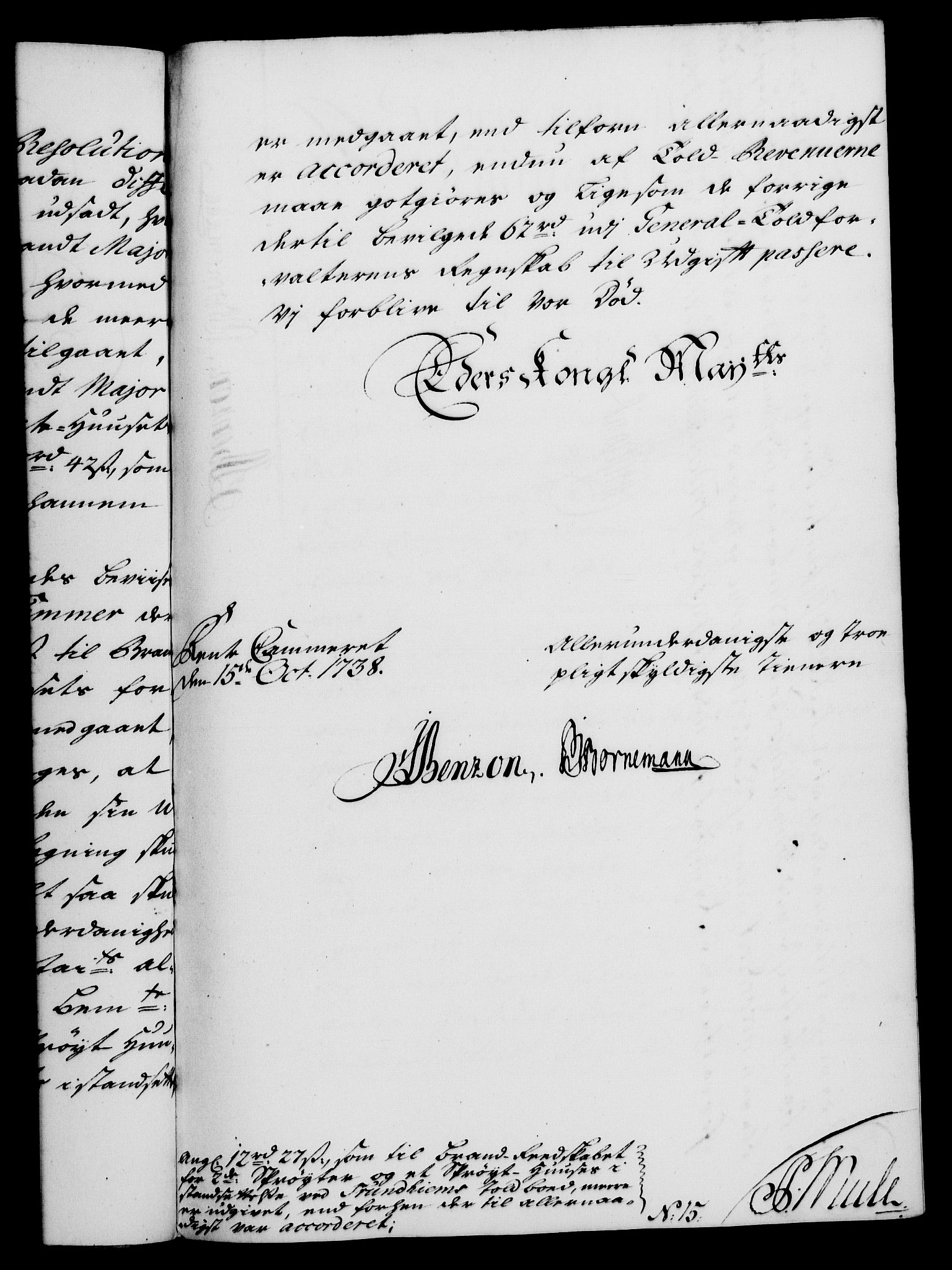 Rentekammeret, Kammerkanselliet, RA/EA-3111/G/Gf/Gfa/L0021: Norsk relasjons- og resolusjonsprotokoll (merket RK 52.21), 1738, s. 533