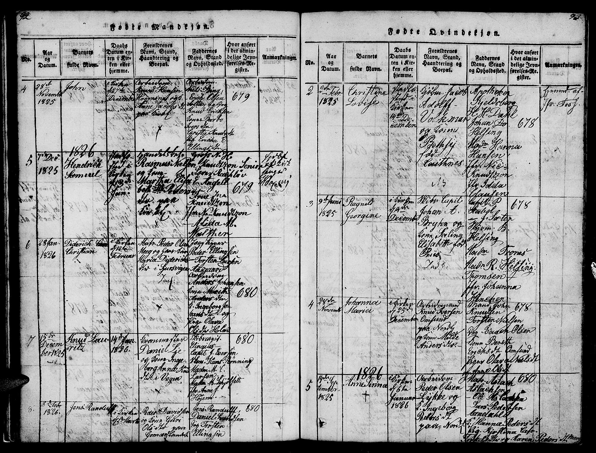 Ministerialprotokoller, klokkerbøker og fødselsregistre - Møre og Romsdal, AV/SAT-A-1454/572/L0856: Klokkerbok nr. 572C01, 1819-1832, s. 92-93