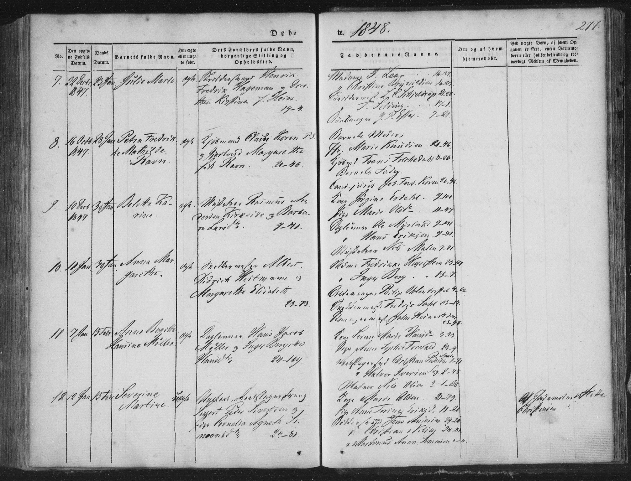 Korskirken sokneprestembete, SAB/A-76101/H/Haa/L0016: Ministerialbok nr. B 2, 1841-1851, s. 277