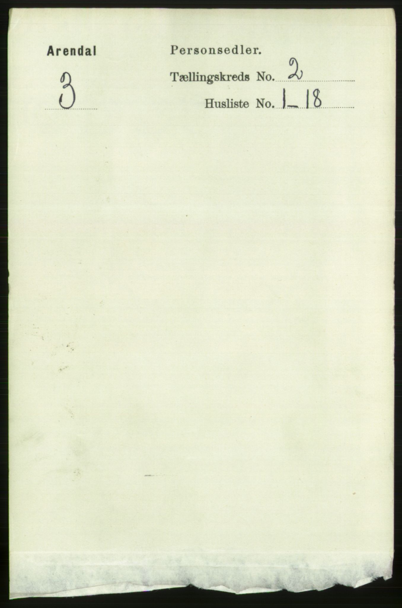 RA, Folketelling 1891 for 0903 Arendal kjøpstad, 1891, s. 1298