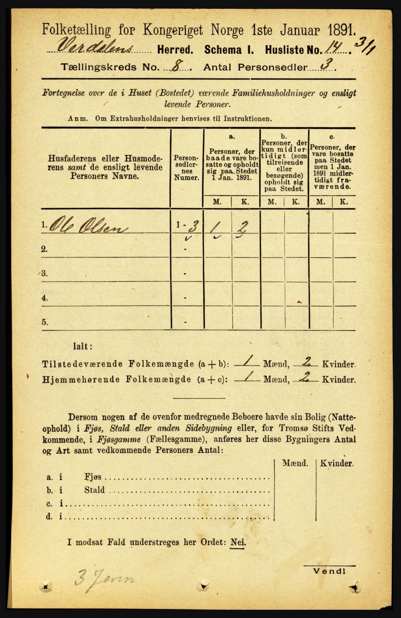 RA, Folketelling 1891 for 1721 Verdal herred, 1891, s. 4348