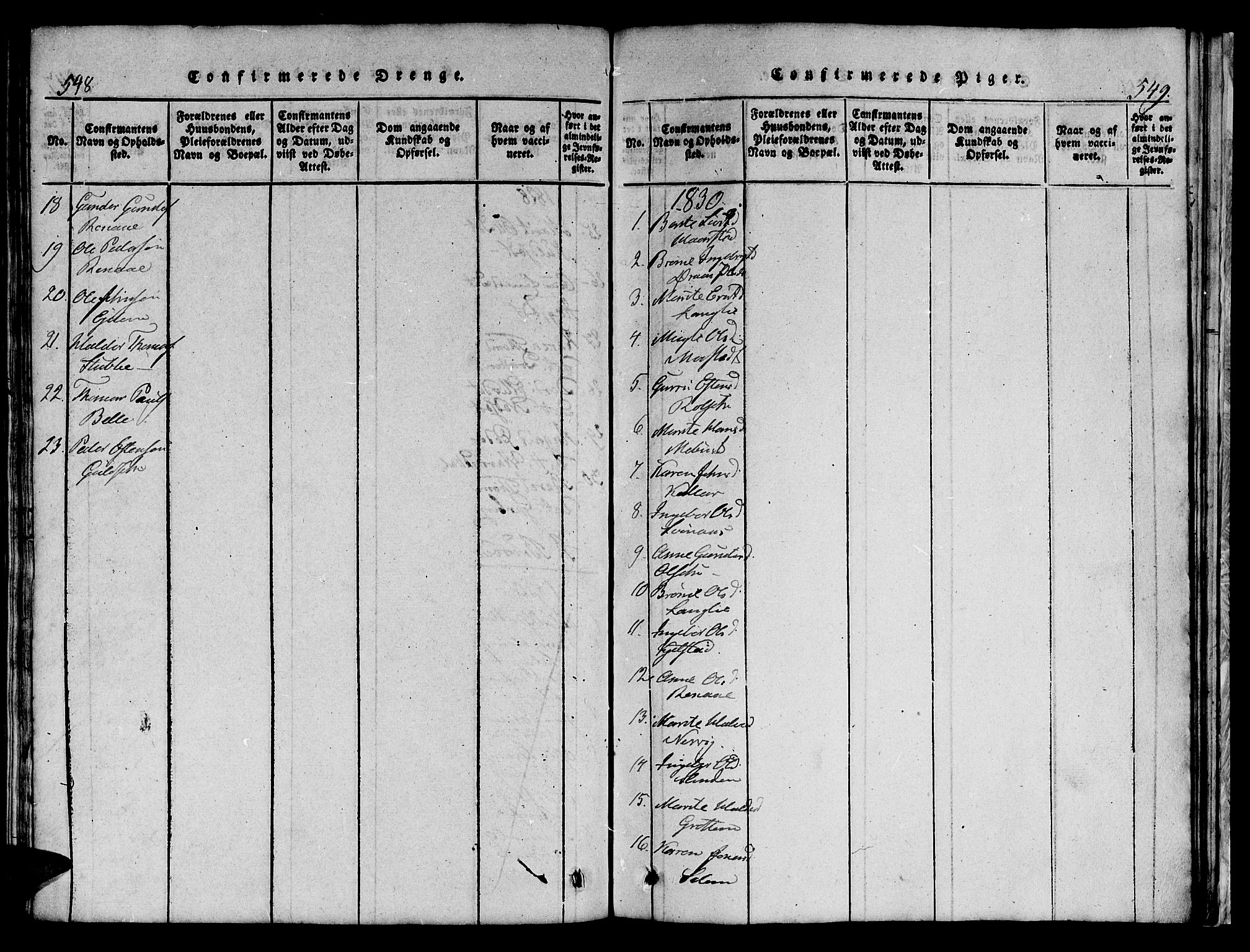 Ministerialprotokoller, klokkerbøker og fødselsregistre - Sør-Trøndelag, AV/SAT-A-1456/695/L1152: Klokkerbok nr. 695C03, 1816-1831, s. 548-549