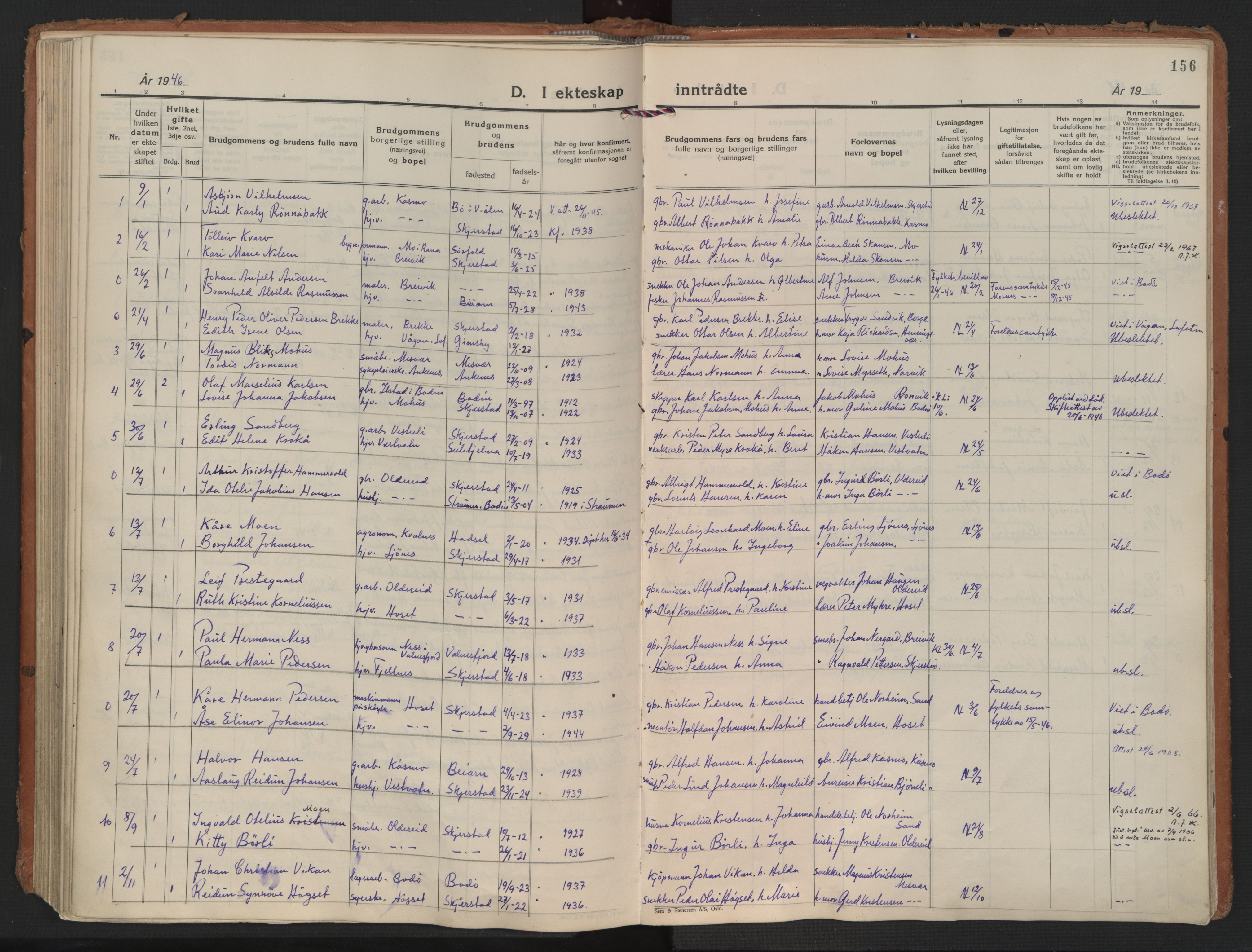 Ministerialprotokoller, klokkerbøker og fødselsregistre - Nordland, SAT/A-1459/852/L0749: Ministerialbok nr. 852A19, 1933-1951, s. 156