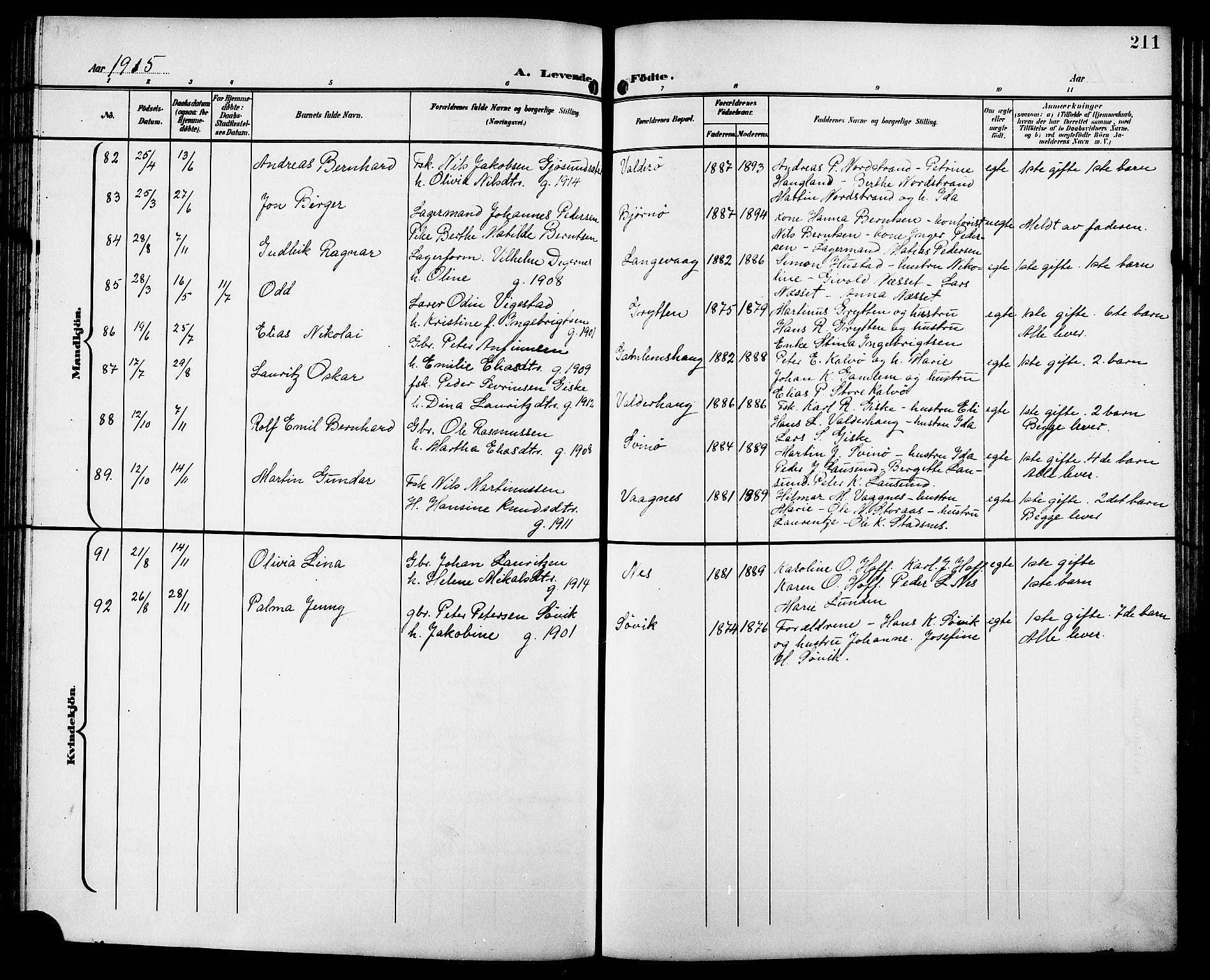 Ministerialprotokoller, klokkerbøker og fødselsregistre - Møre og Romsdal, AV/SAT-A-1454/528/L0432: Klokkerbok nr. 528C13, 1898-1918, s. 211