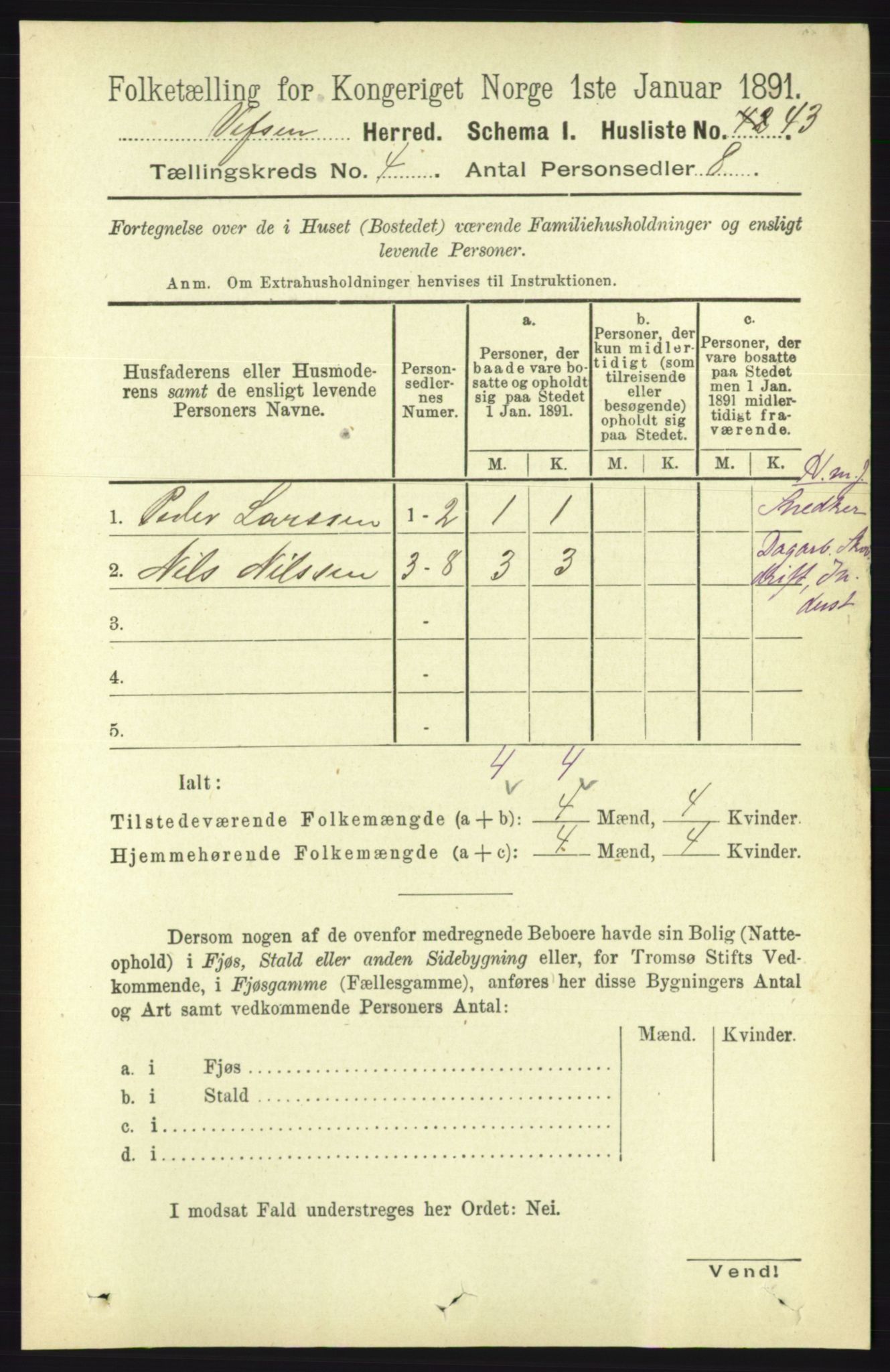 RA, Folketelling 1891 for 1824 Vefsn herred, 1891, s. 1605