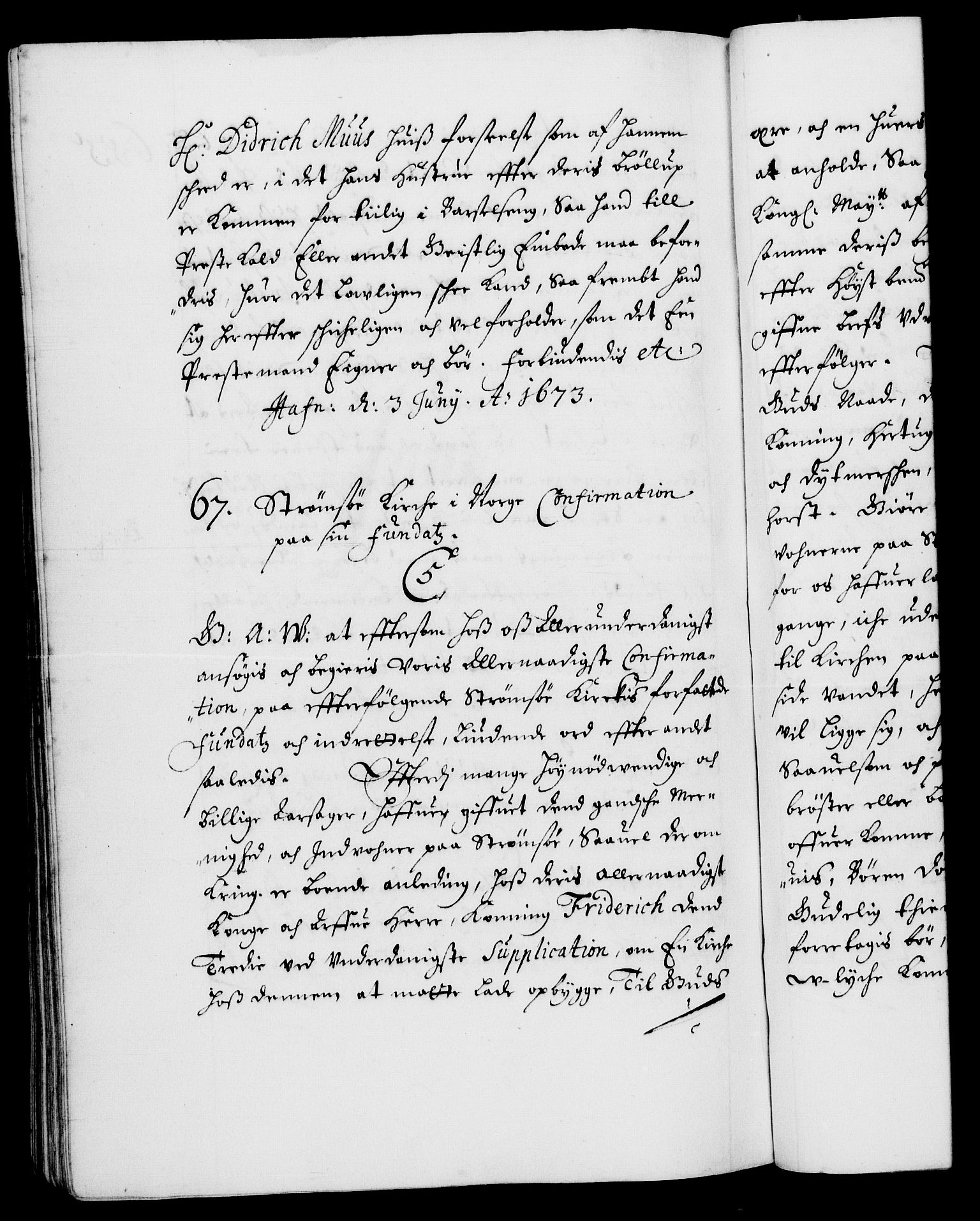 Danske Kanselli 1572-1799, RA/EA-3023/F/Fc/Fca/Fcaa/L0011: Norske registre (mikrofilm), 1670-1673, s. 685b
