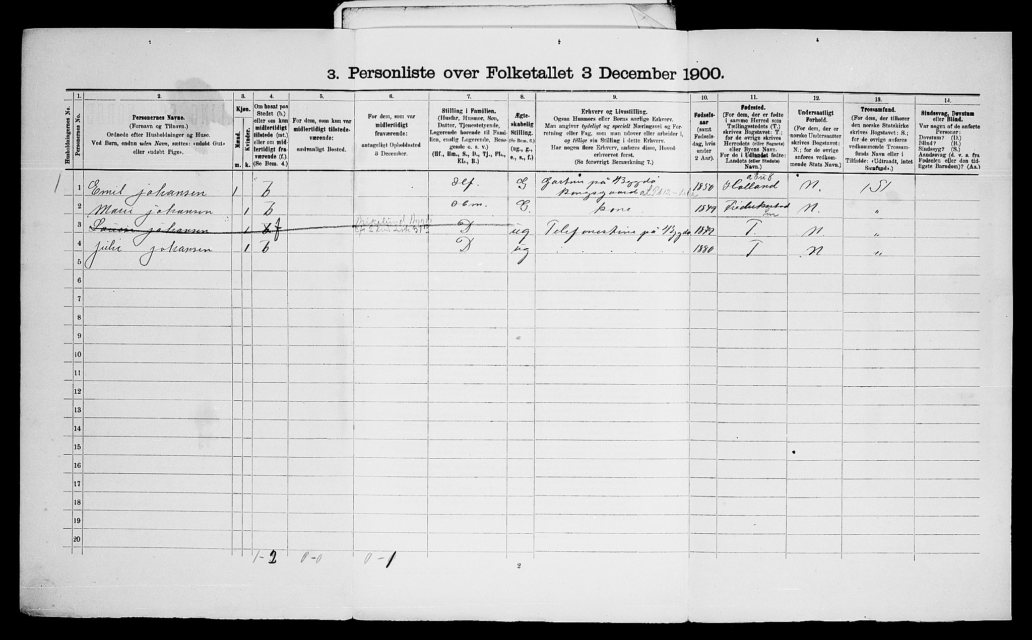 SAO, Folketelling 1900 for 0218 Aker herred, 1900