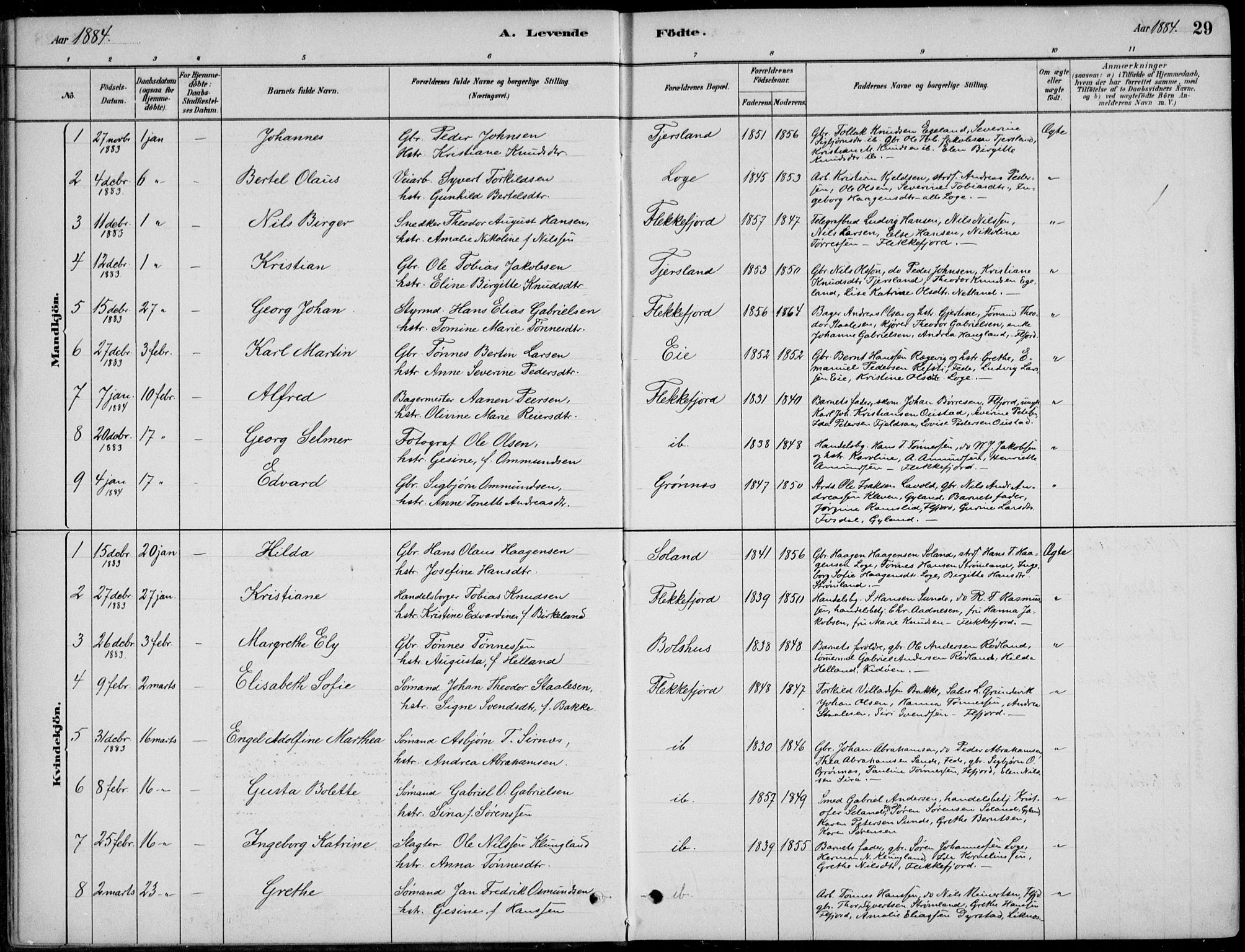 Flekkefjord sokneprestkontor, AV/SAK-1111-0012/F/Fb/Fbc/L0007: Klokkerbok nr. B 7, 1880-1902, s. 29