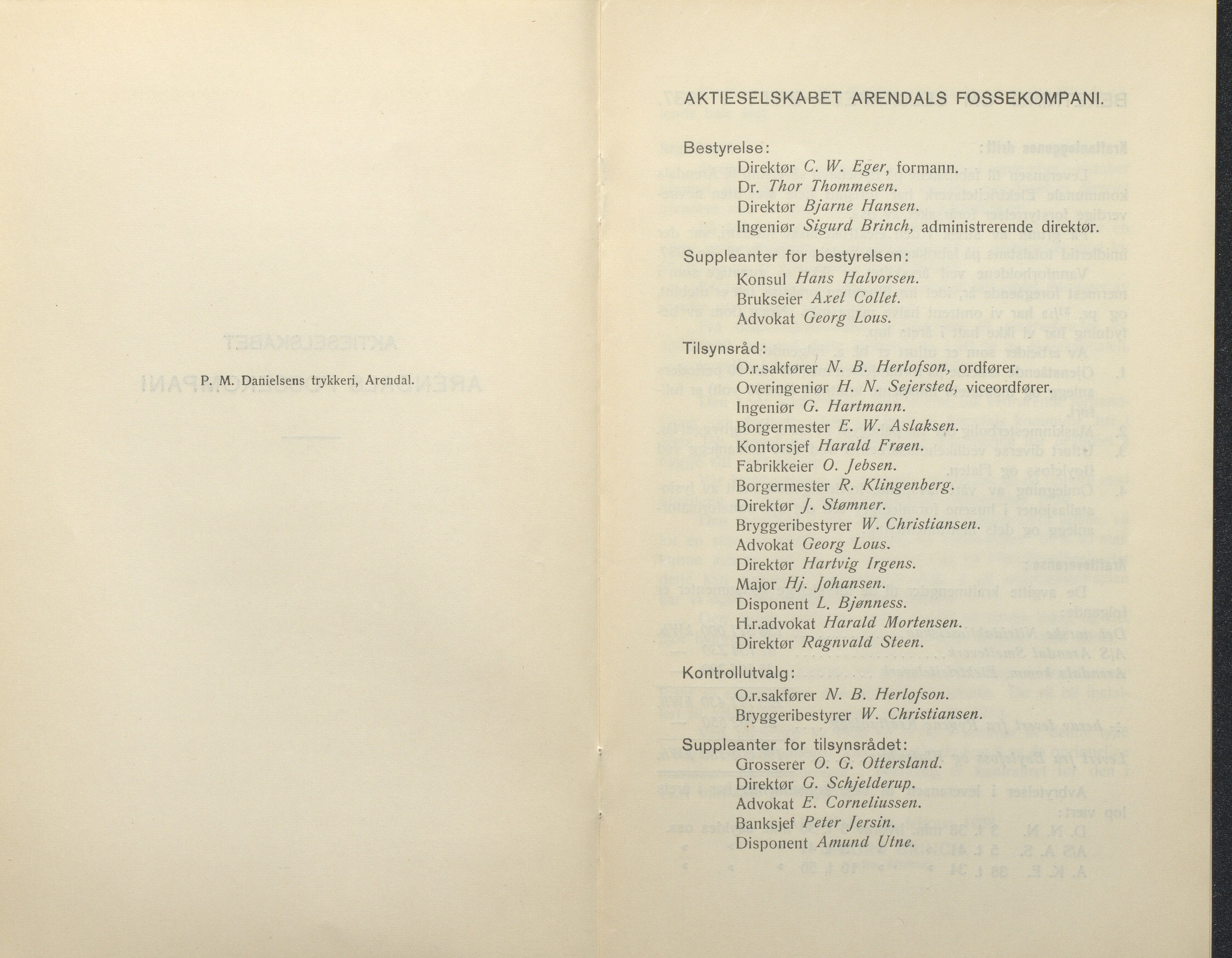 Arendals Fossekompani, AAKS/PA-2413/X/X01/L0001/0010: Beretninger, regnskap, balansekonto, gevinst- og tapskonto / Årsberetning og regnskap 1936 - 1942, 1936-1942