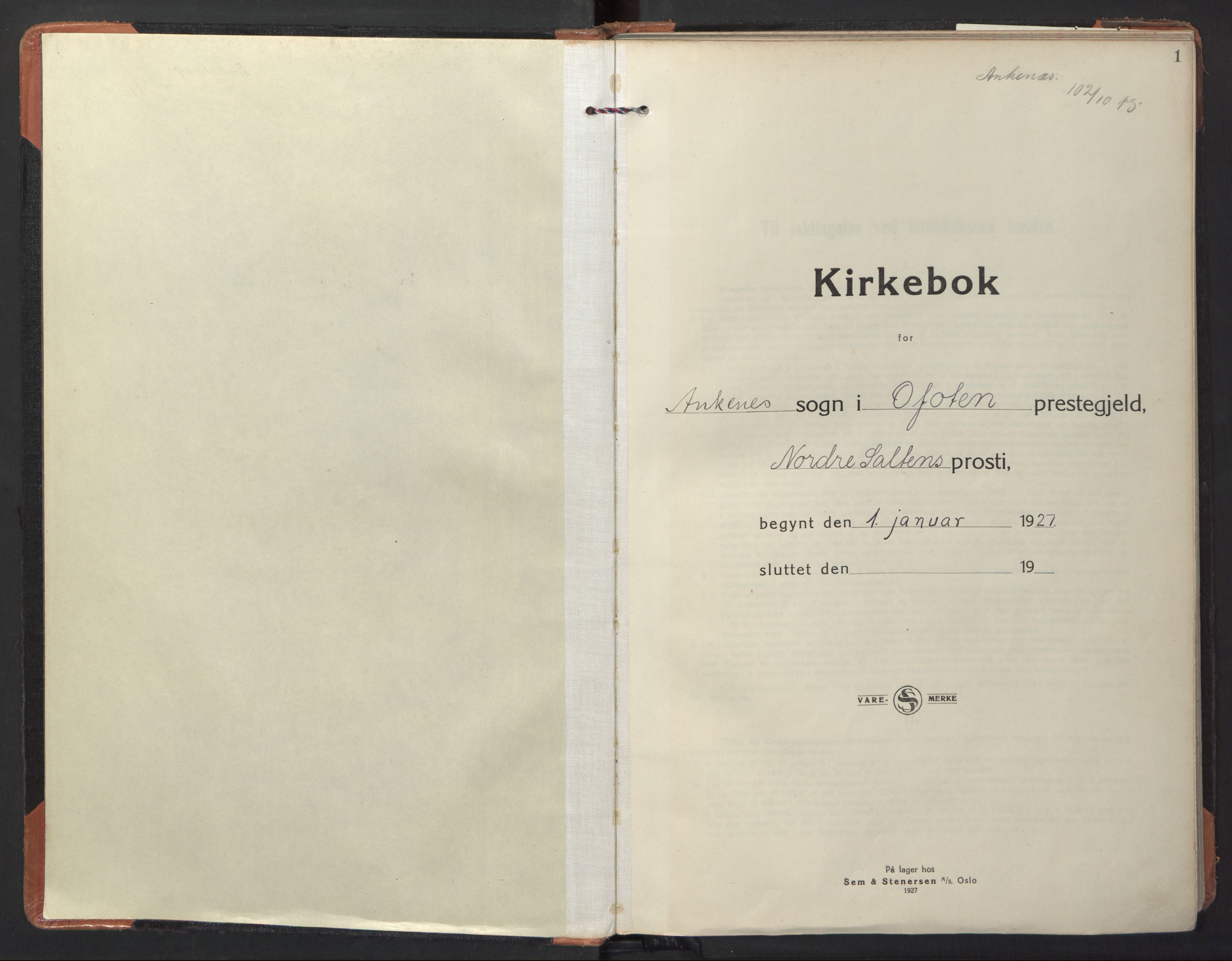 Ministerialprotokoller, klokkerbøker og fødselsregistre - Nordland, SAT/A-1459/866/L0947: Ministerialbok nr. 866A10, 1926-1958, s. 1