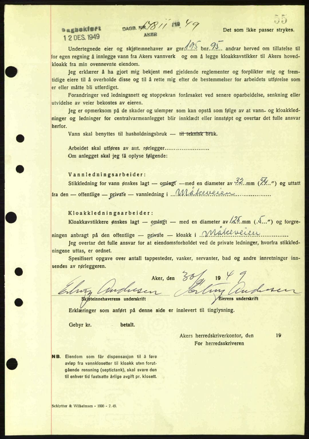 Oslo byskriverembete, AV/SAO-A-10227/G/Gb/Gbd/Gbda/L0017: Pantebok nr. A215, 1949-1950, Dagboknr: 14811/1949