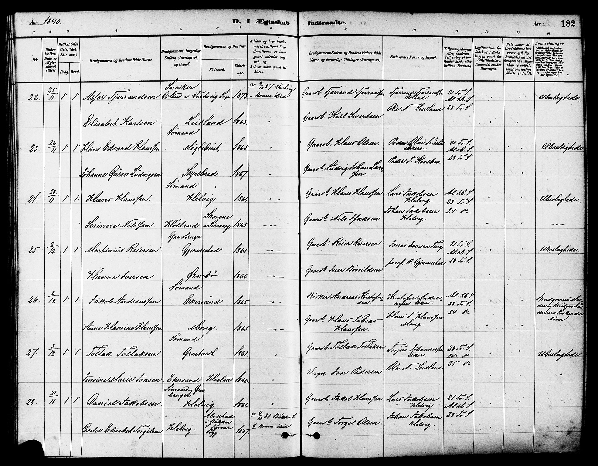 Eigersund sokneprestkontor, AV/SAST-A-101807/S08/L0017: Ministerialbok nr. A 14, 1879-1892, s. 182