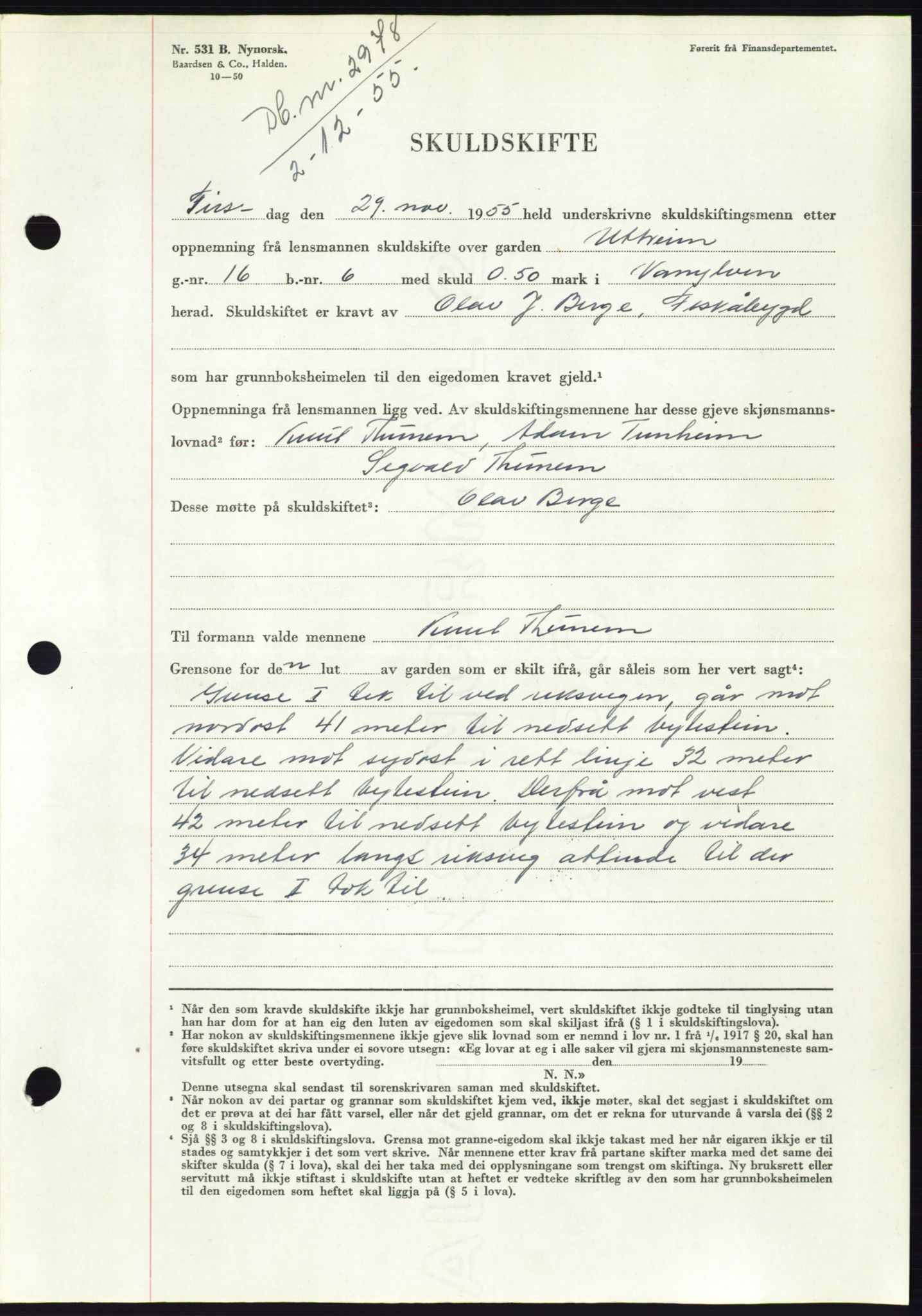 Søre Sunnmøre sorenskriveri, AV/SAT-A-4122/1/2/2C/L0102: Pantebok nr. 28A, 1955-1956, Dagboknr: 2978/1955