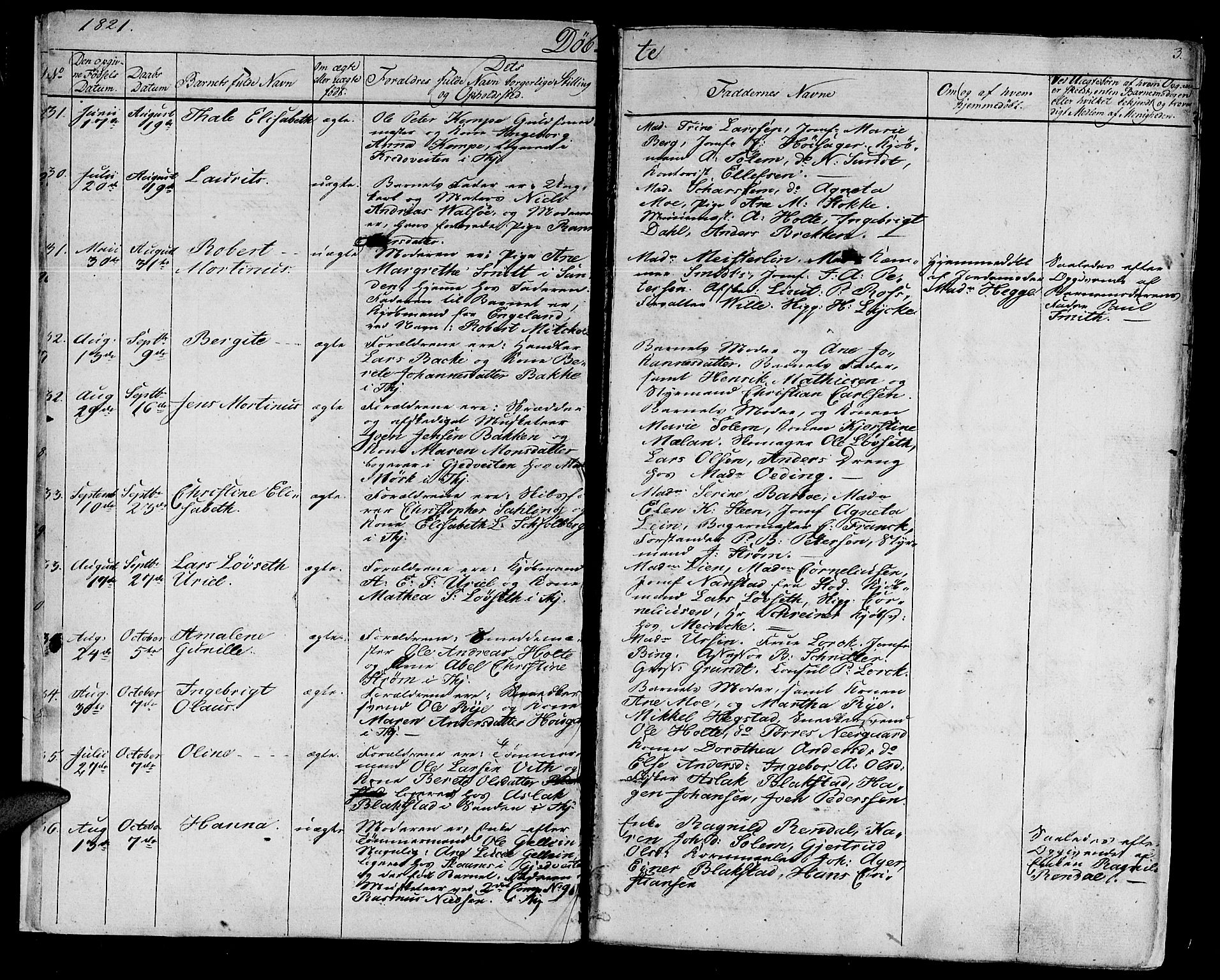 Ministerialprotokoller, klokkerbøker og fødselsregistre - Sør-Trøndelag, AV/SAT-A-1456/602/L0108: Ministerialbok nr. 602A06, 1821-1839, s. 3