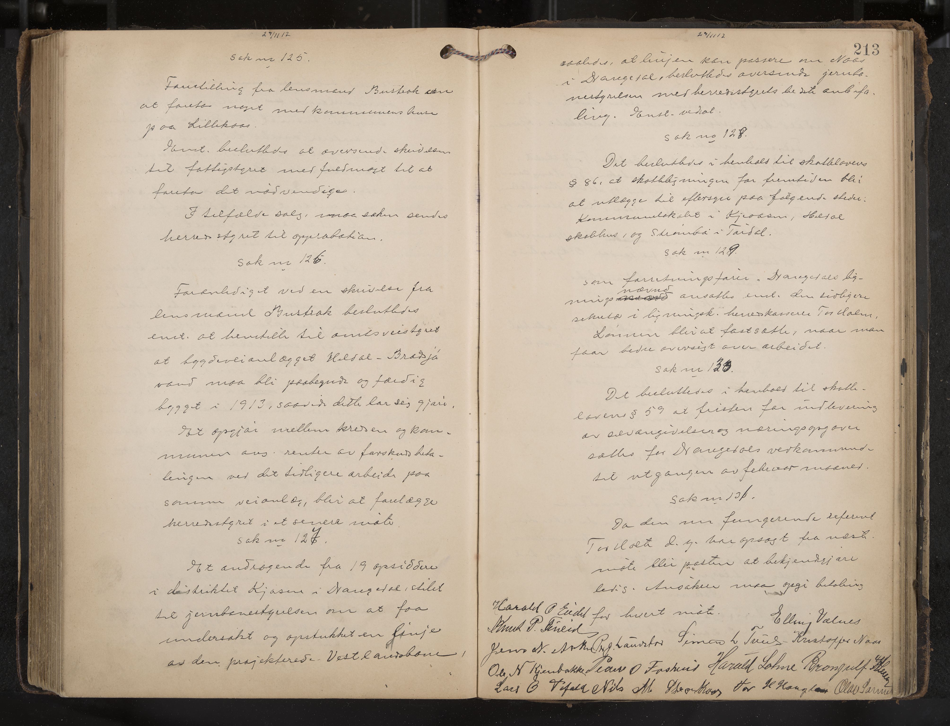 Drangedal formannskap og sentraladministrasjon, IKAK/0817021/A/L0004: Møtebok, 1907-1914, s. 213