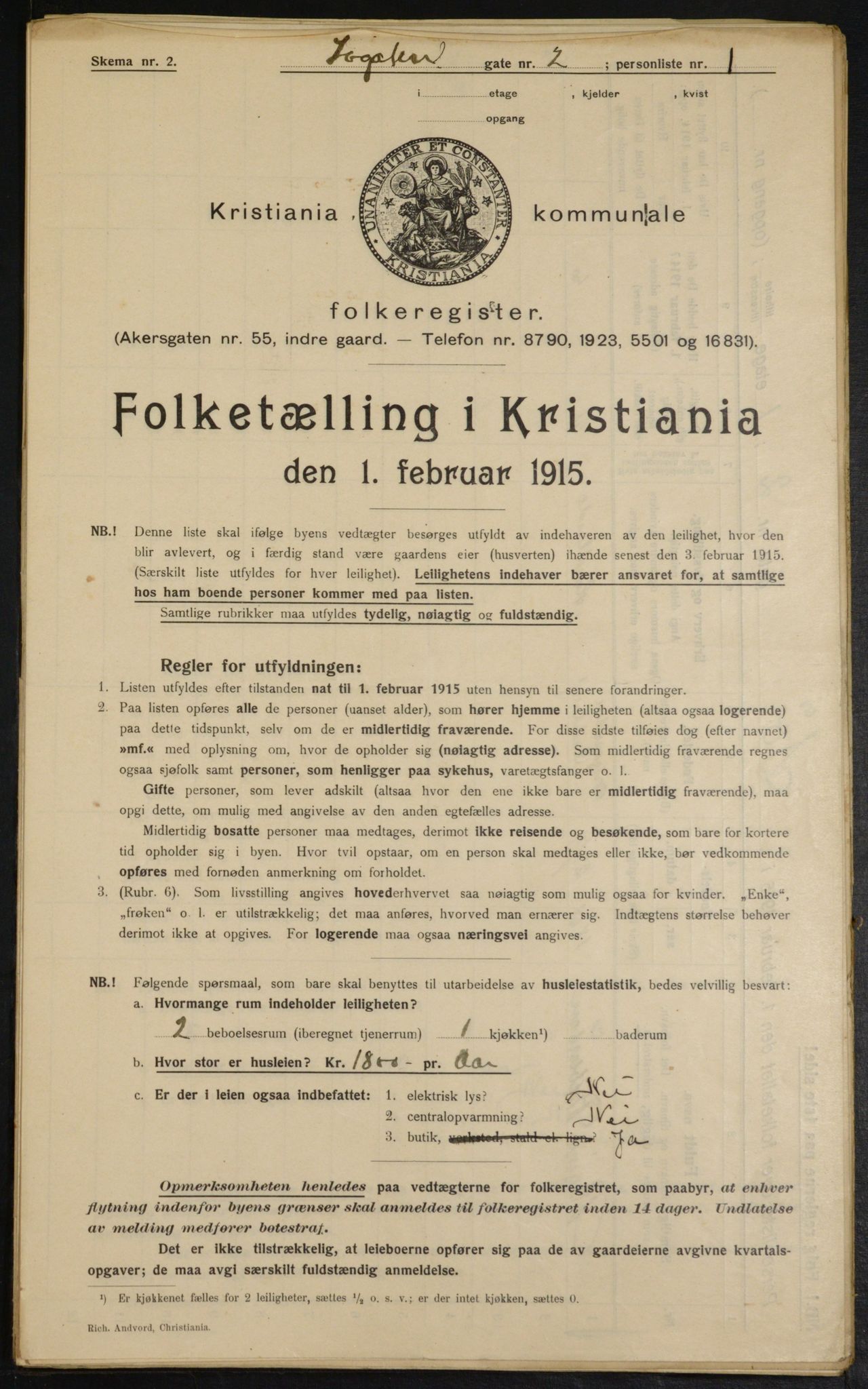 OBA, Kommunal folketelling 1.2.1915 for Kristiania, 1915, s. 94975